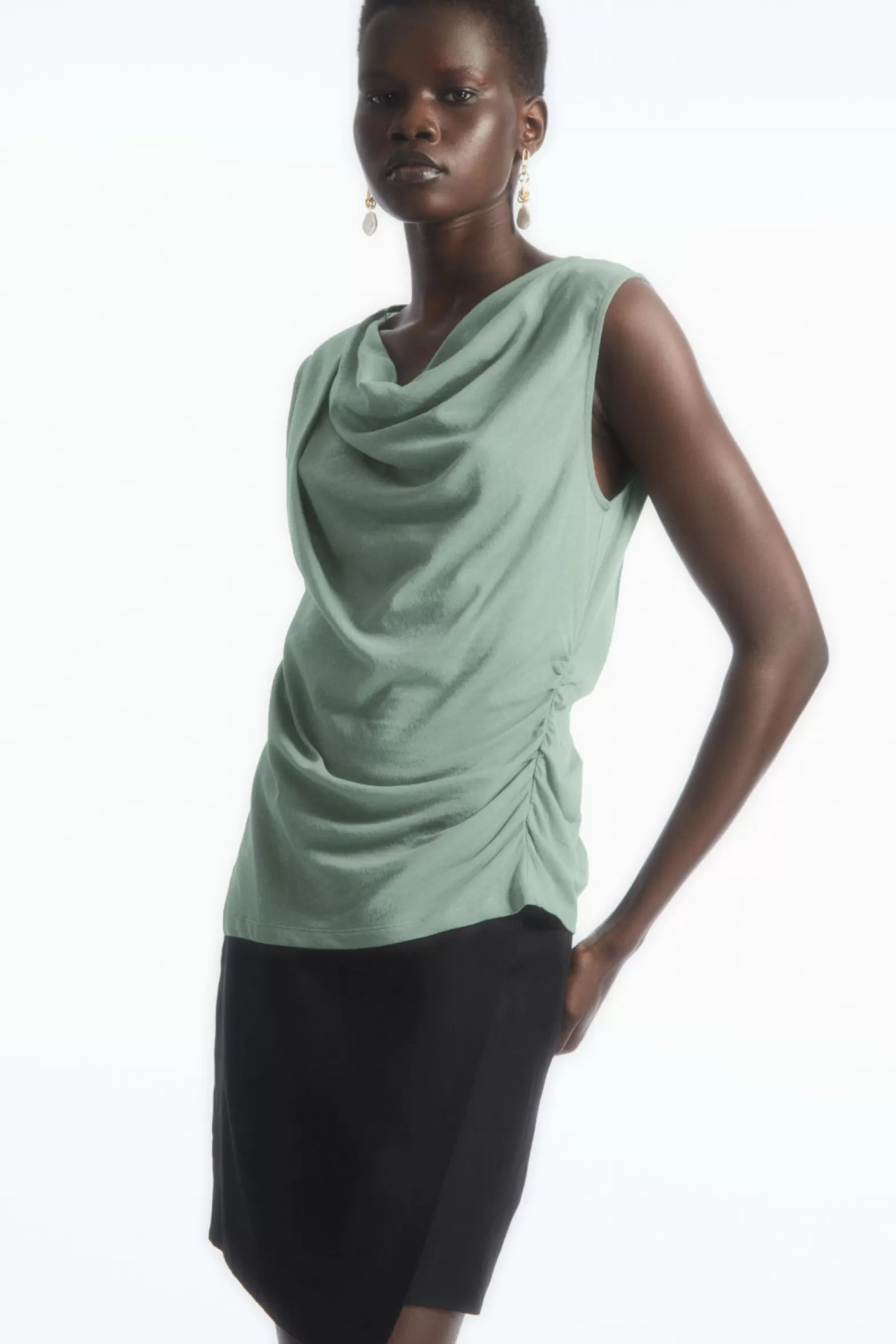 COS ASYMMETRIC DRAPED SLEEVELESS TOP