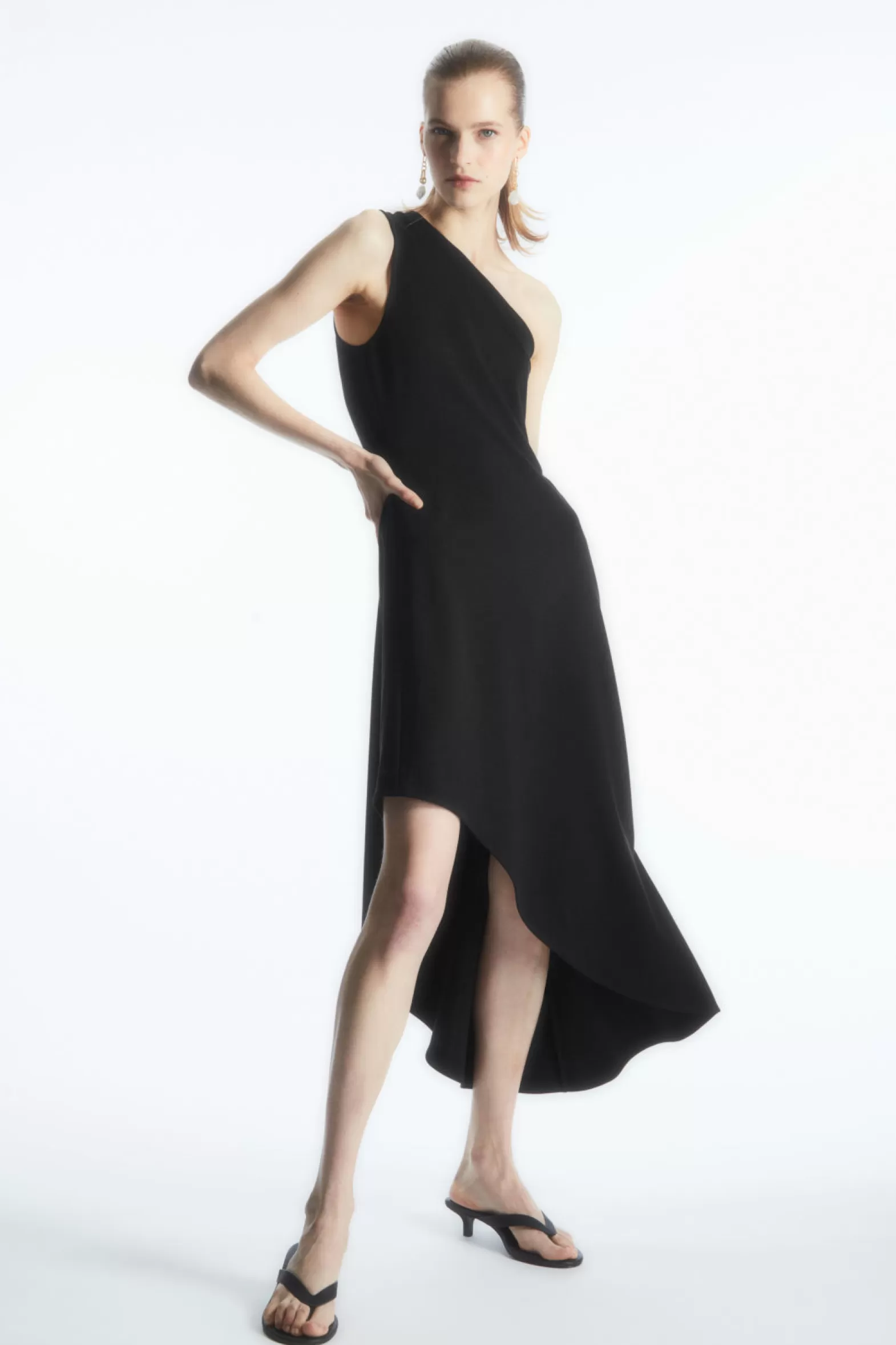 COS ASYMMETRIC ONE-SHOULDER MIDI DRESS