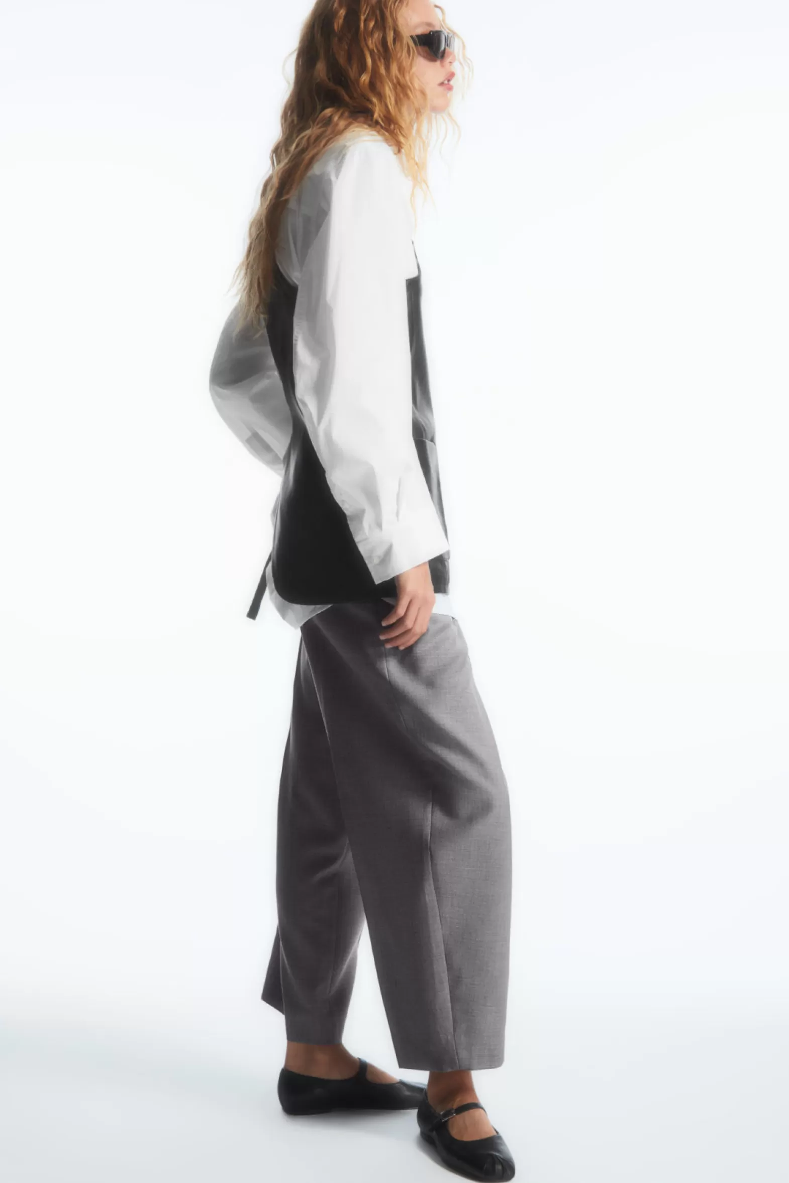 COS BARREL-LEG WOOL TROUSERS