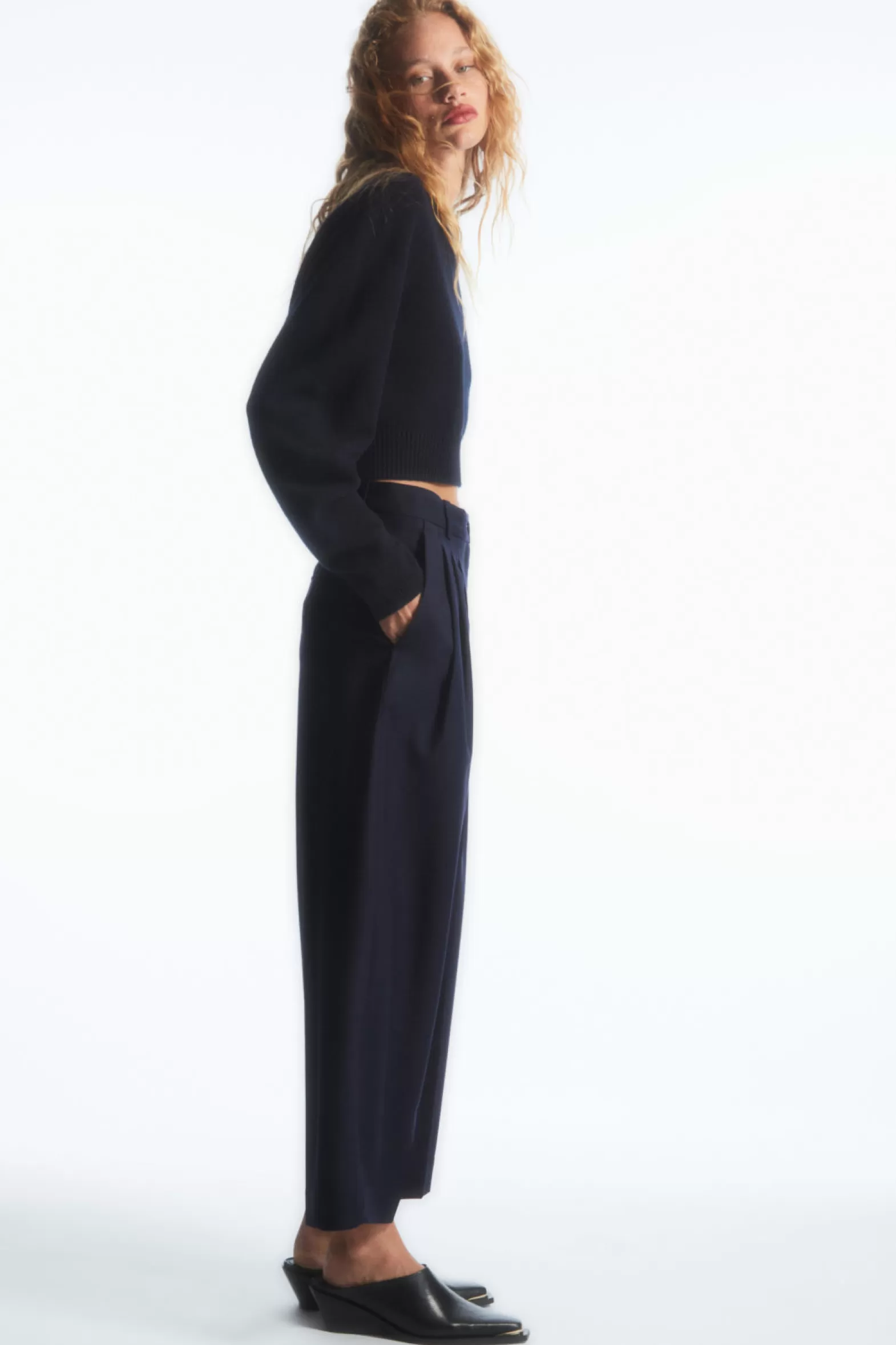 COS BARREL-LEG WOOL TROUSERS