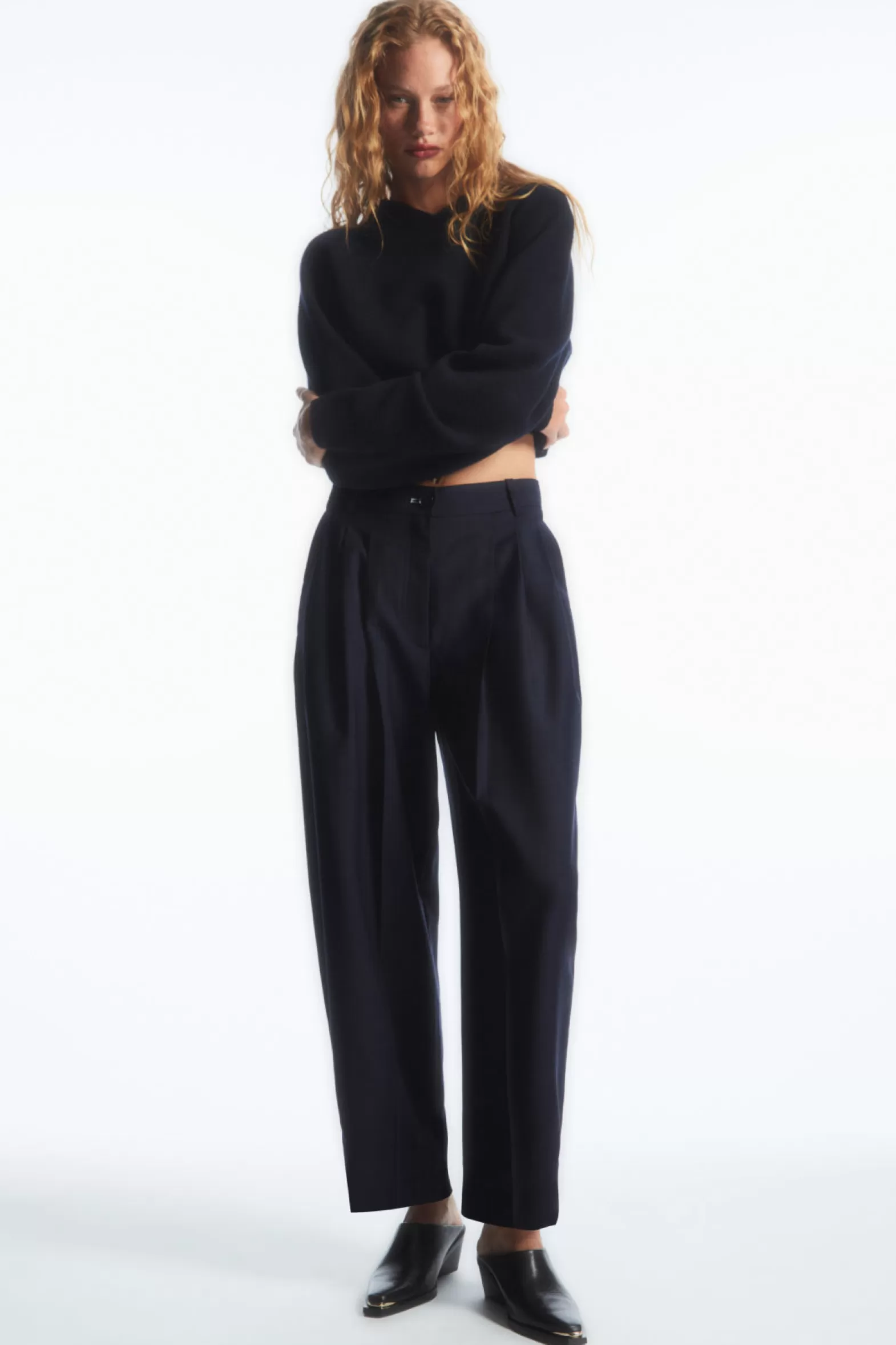 COS BARREL-LEG WOOL TROUSERS