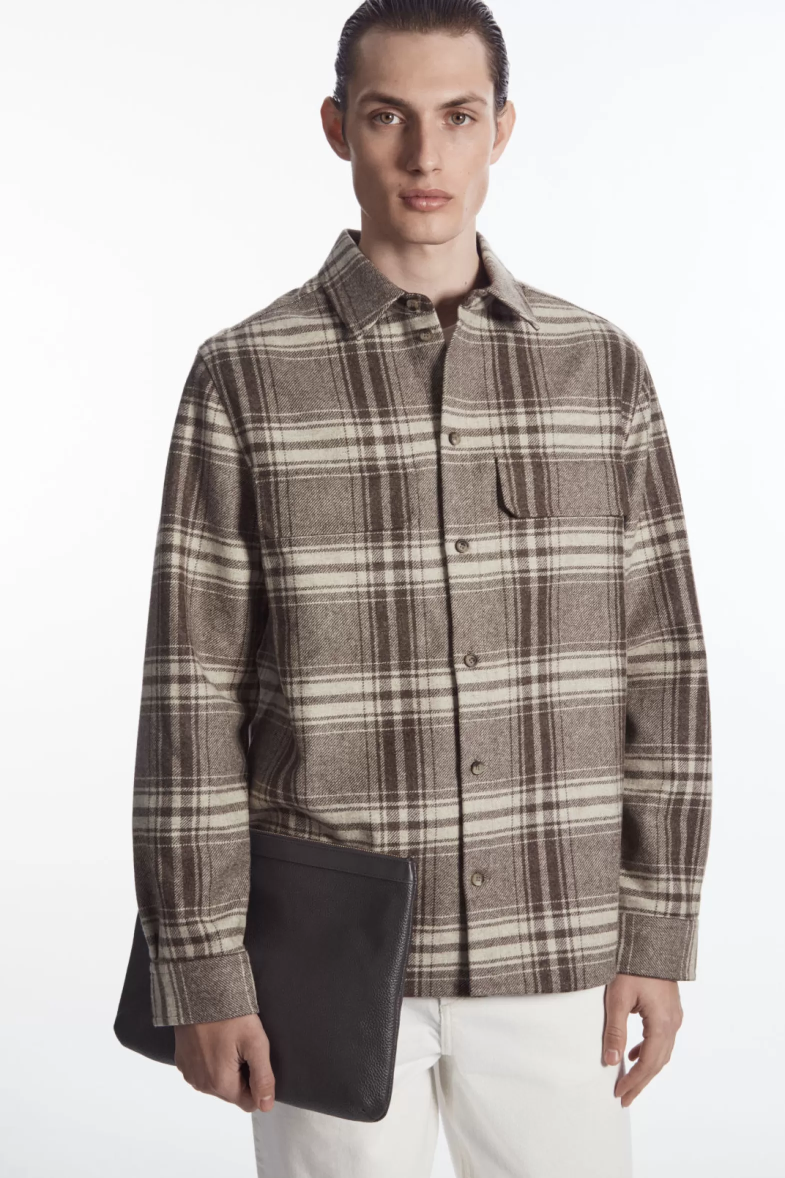 COS CHECKED WOOL-FLANNEL OVERSHIRT