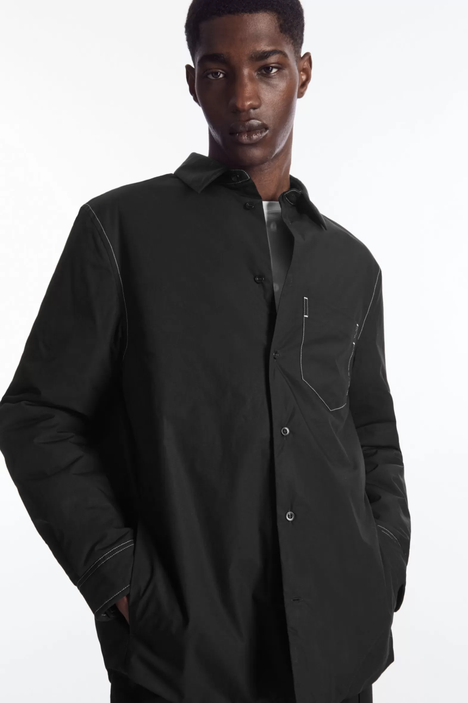 COS CONTRAST-STITCH PADDED OVERSHIRT