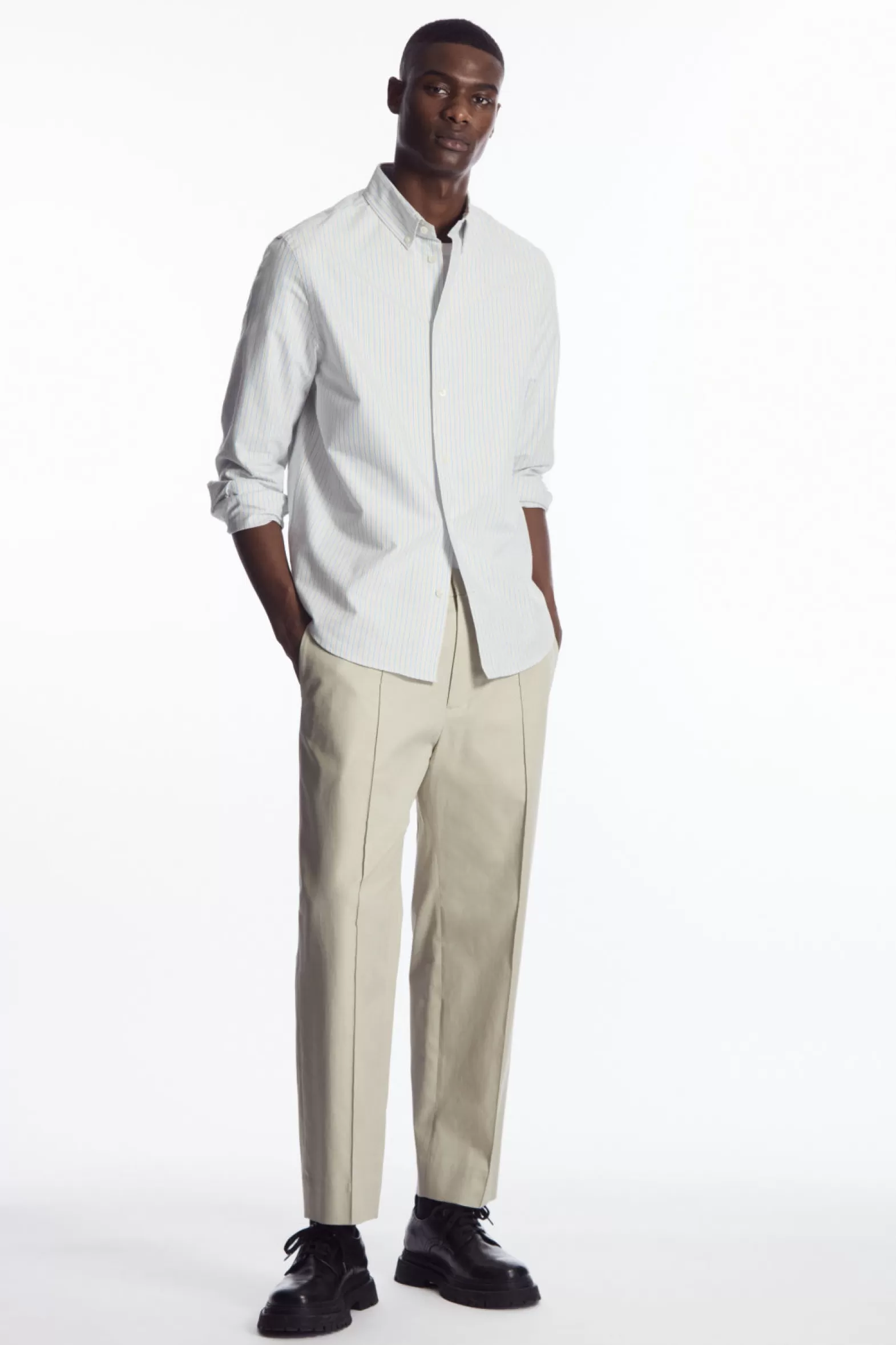 COS CROPPED STRAIGHT-LEG TWILL TROUSERS