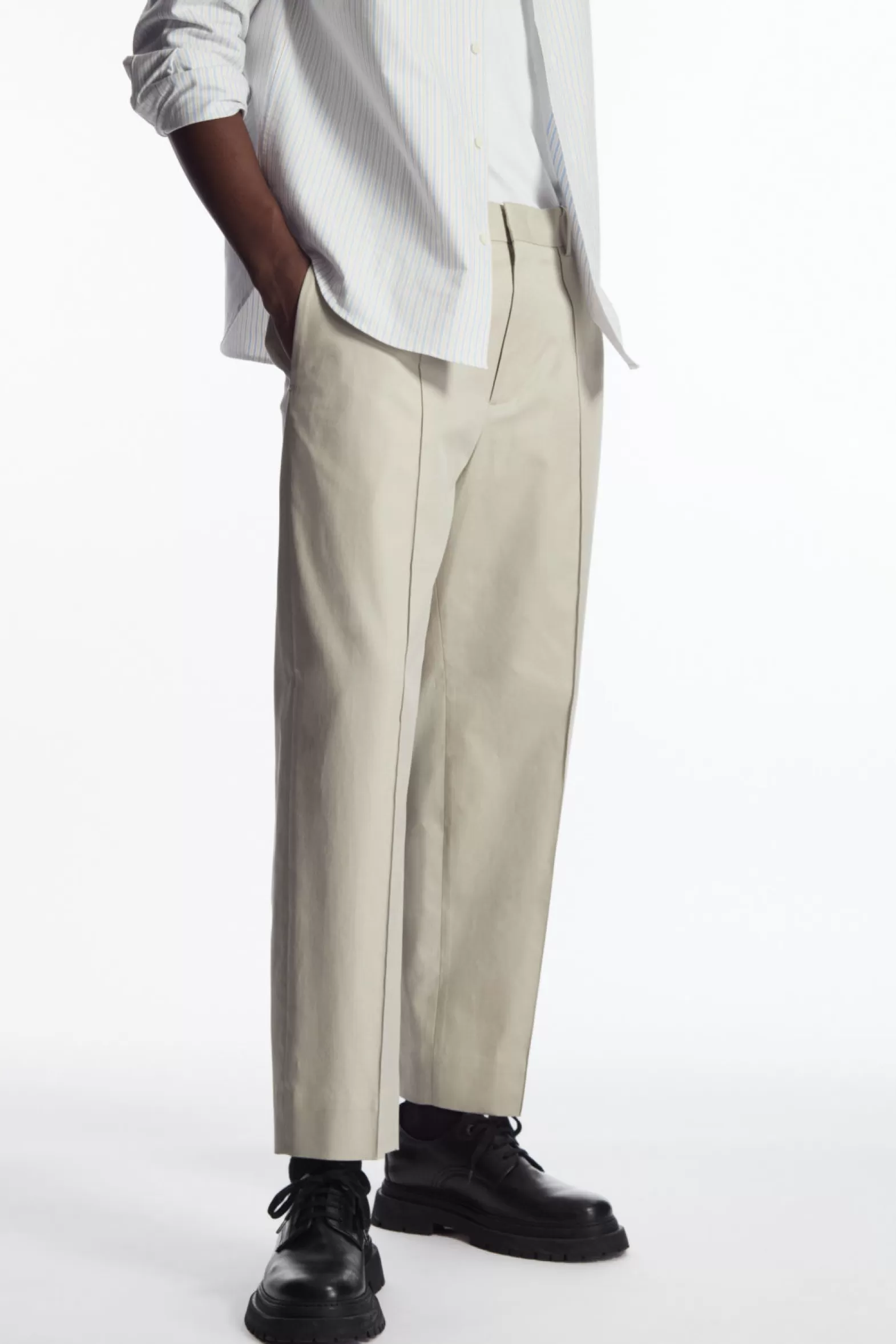 COS CROPPED STRAIGHT-LEG TWILL TROUSERS