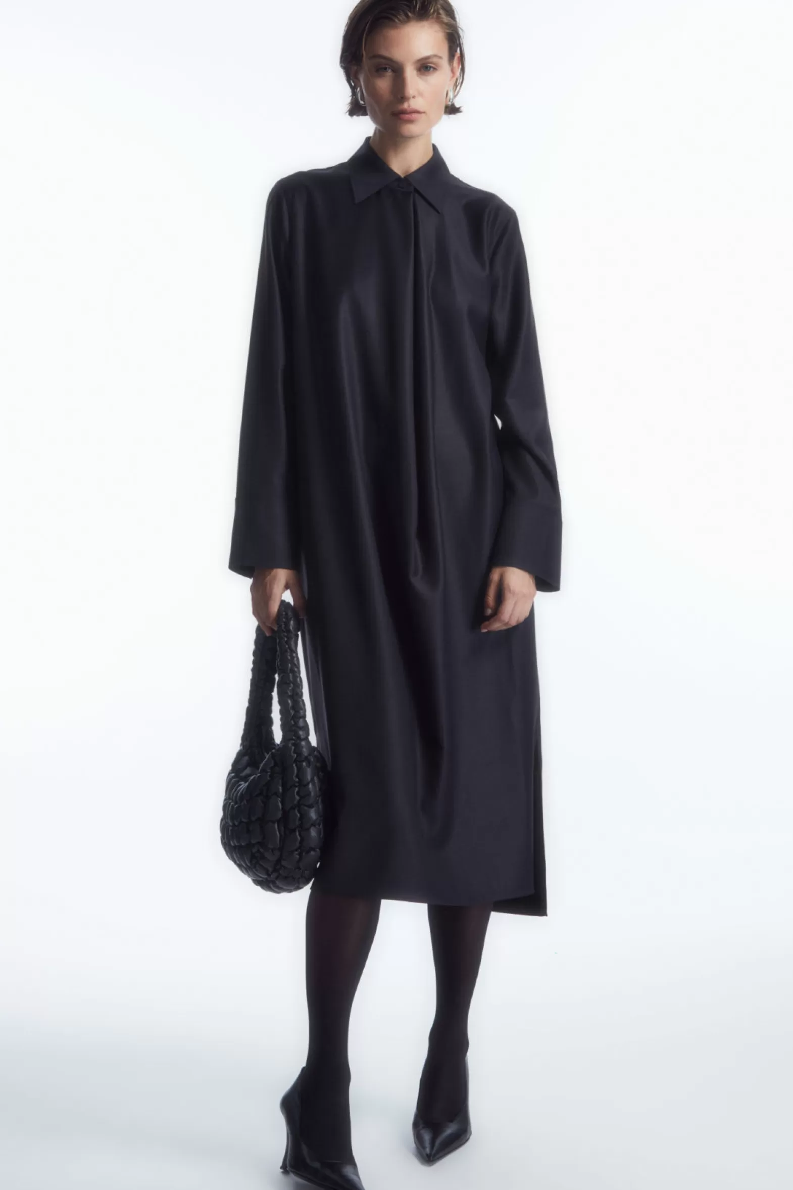 COS DECONSTRUCTED WOOL MIDI SHIRT DRESS