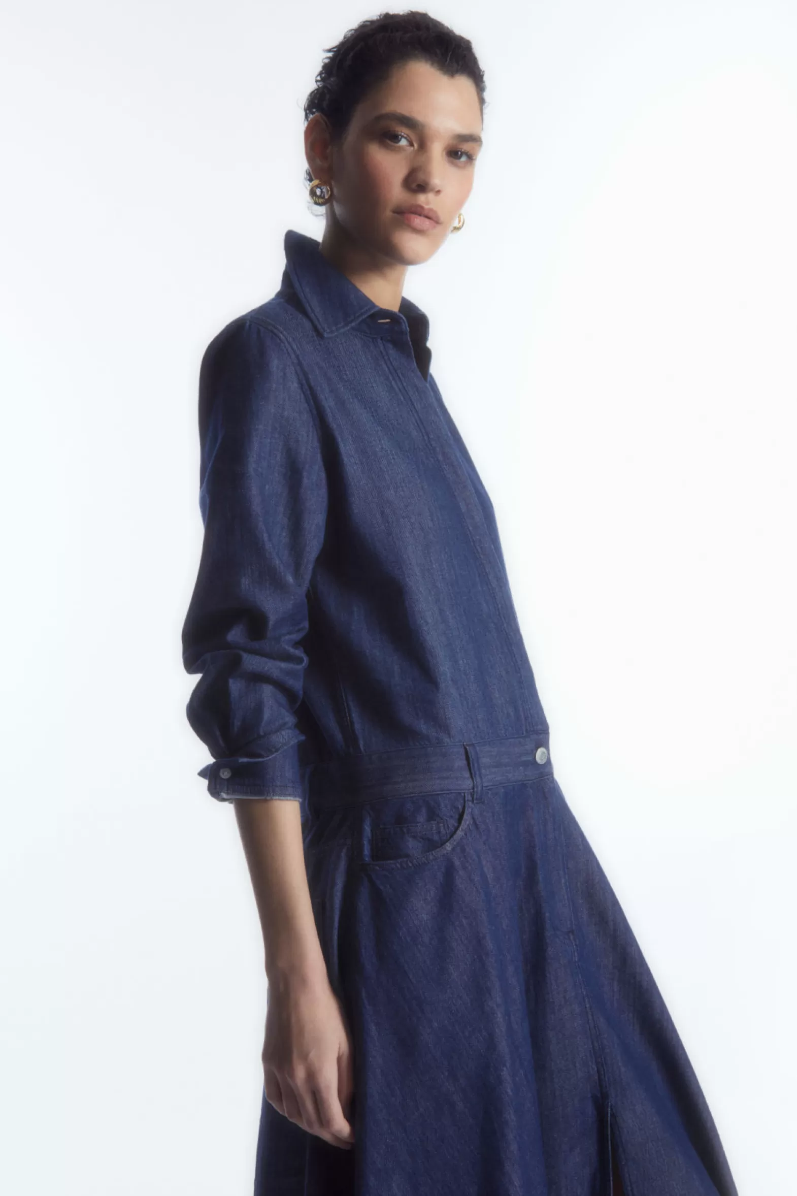 COS DENIM MIDI SHIRT DRESS