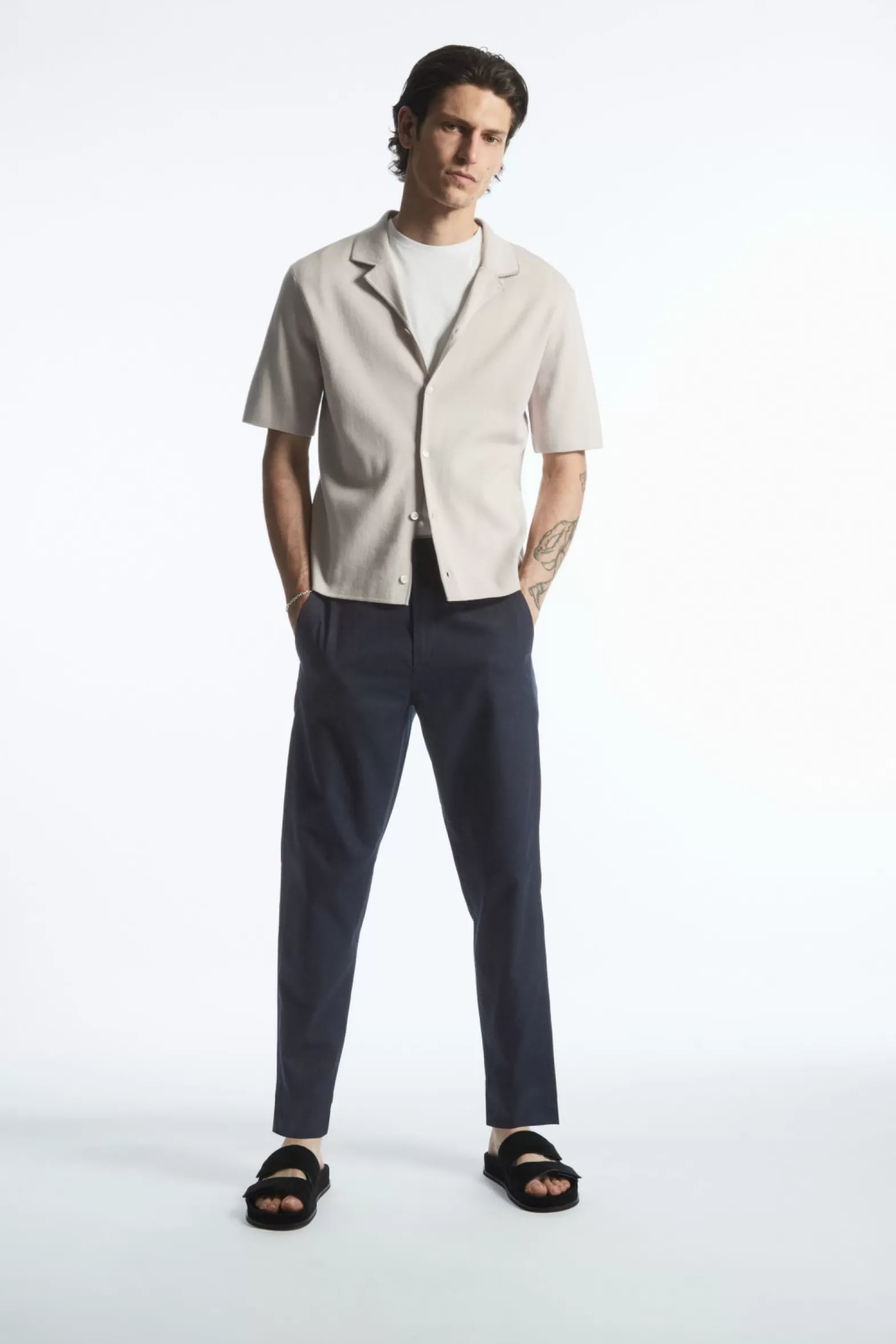 COS ELASTICATED TAPERED TWILL TROUSERS