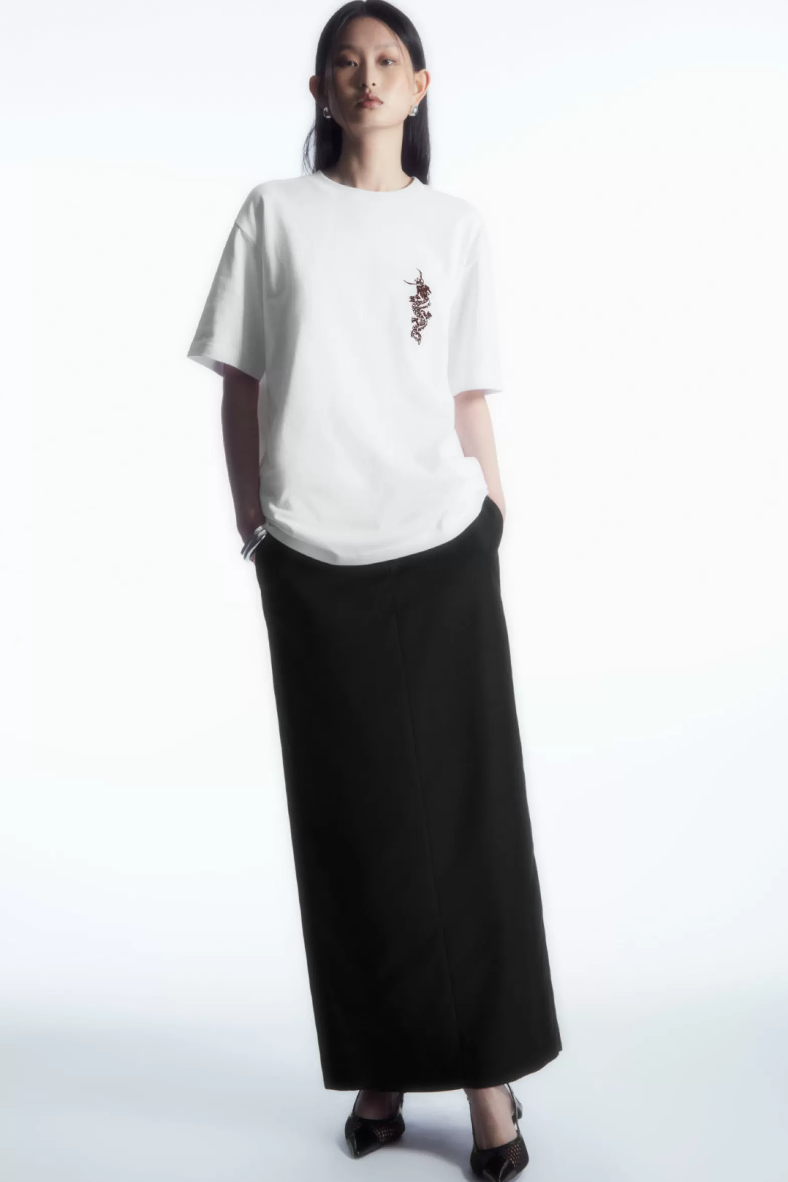 COS EMBROIDERED JERSEY T-SHIRT