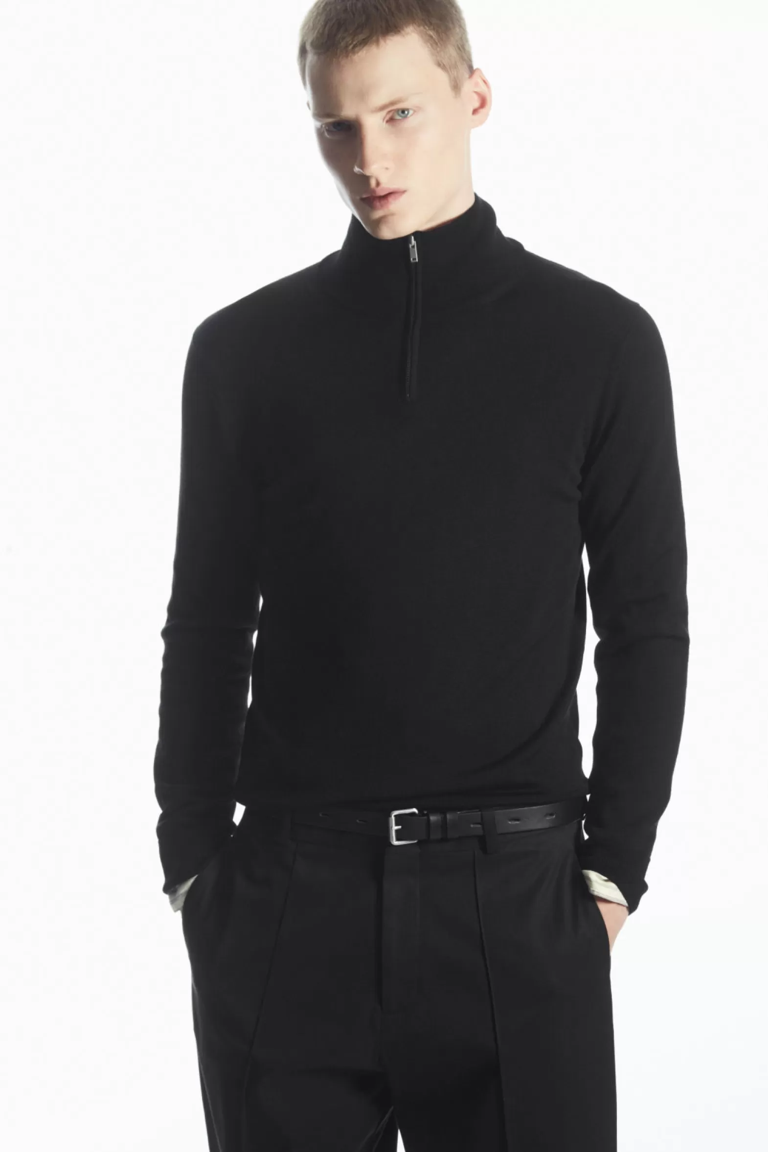 COS FUNNEL-NECK WOOL HALF-ZIP JUMPER