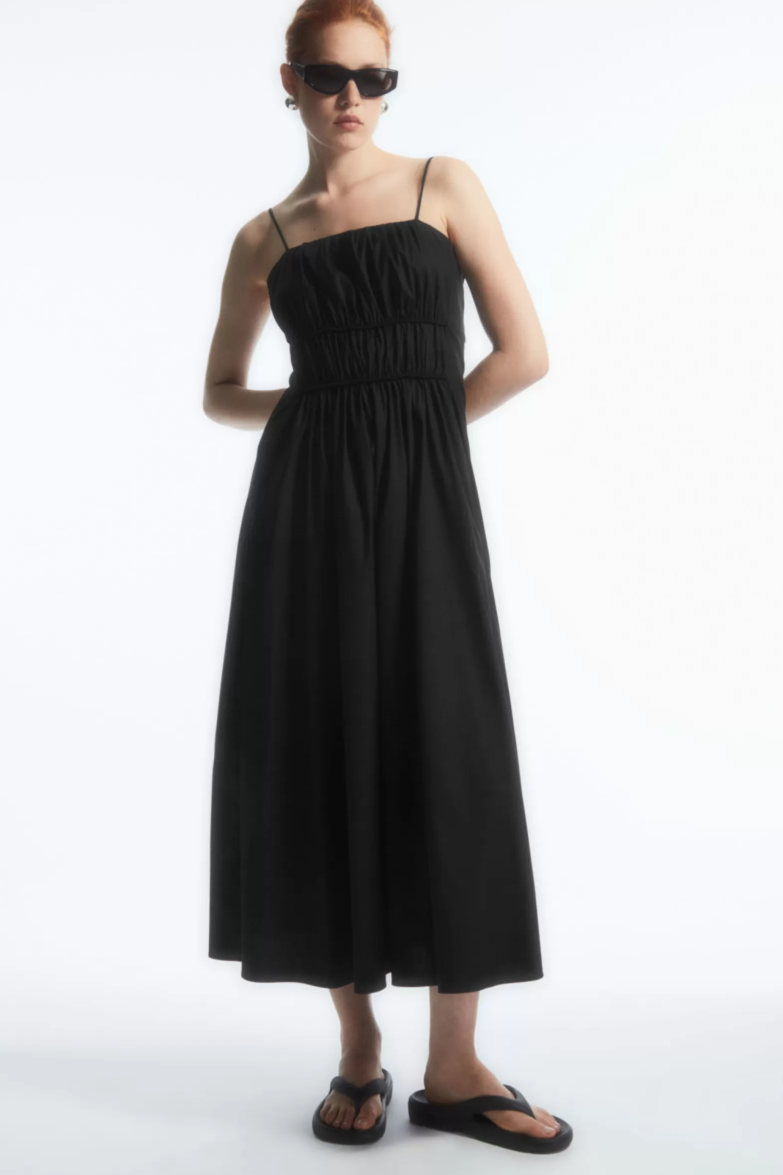 COS GATHERED BUSTIER MIDI DRESS