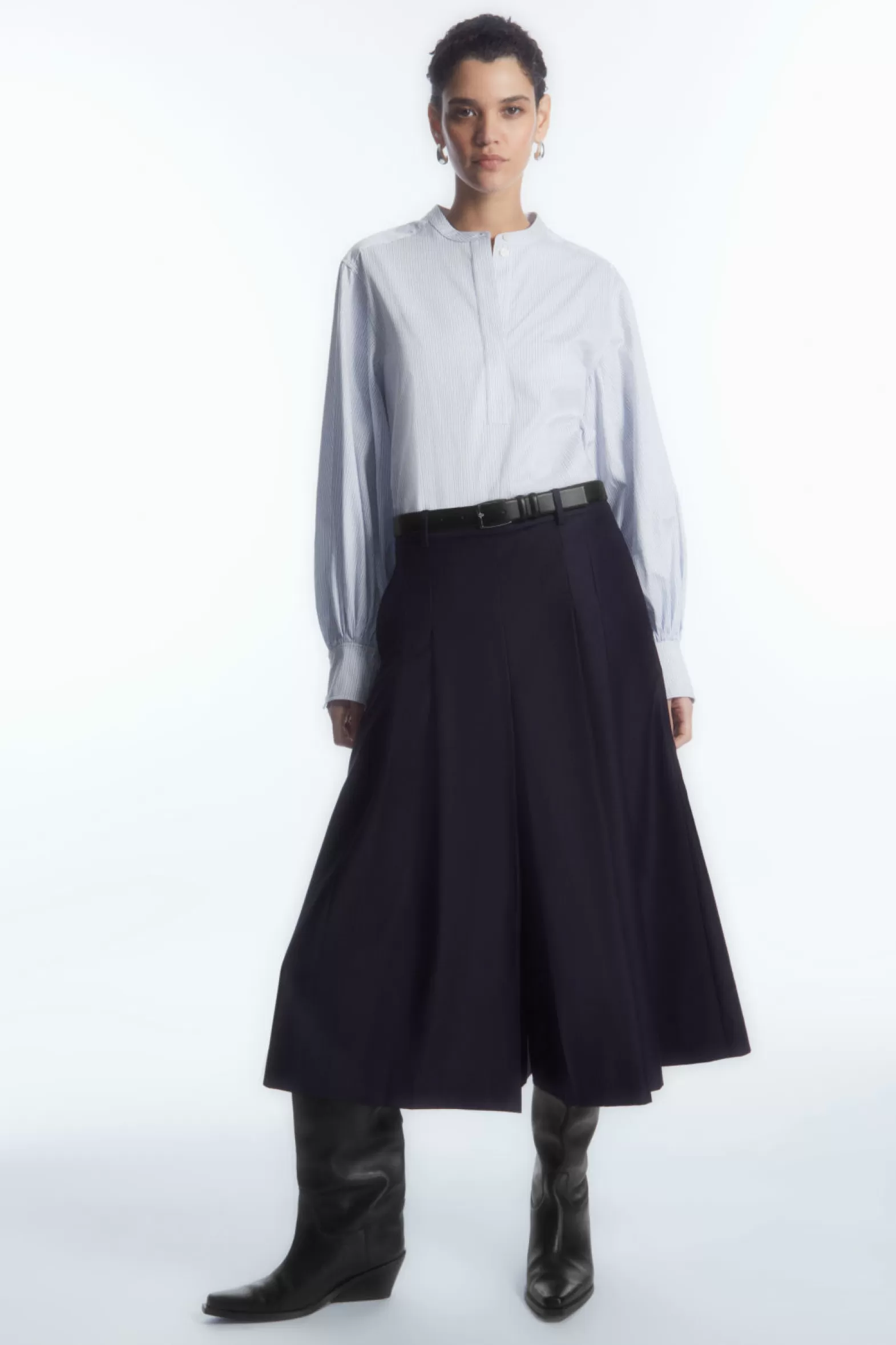 COS GATHERED GRANDAD-COLLAR BLOUSE