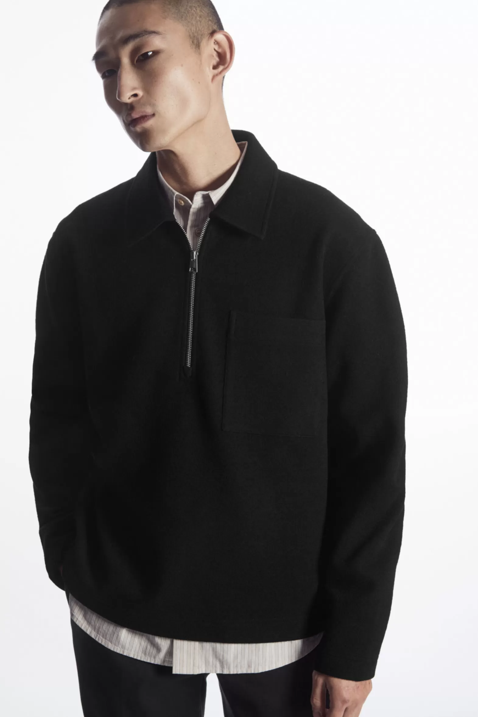 COS HALF-ZIP WOOL-BLEND JUMPER