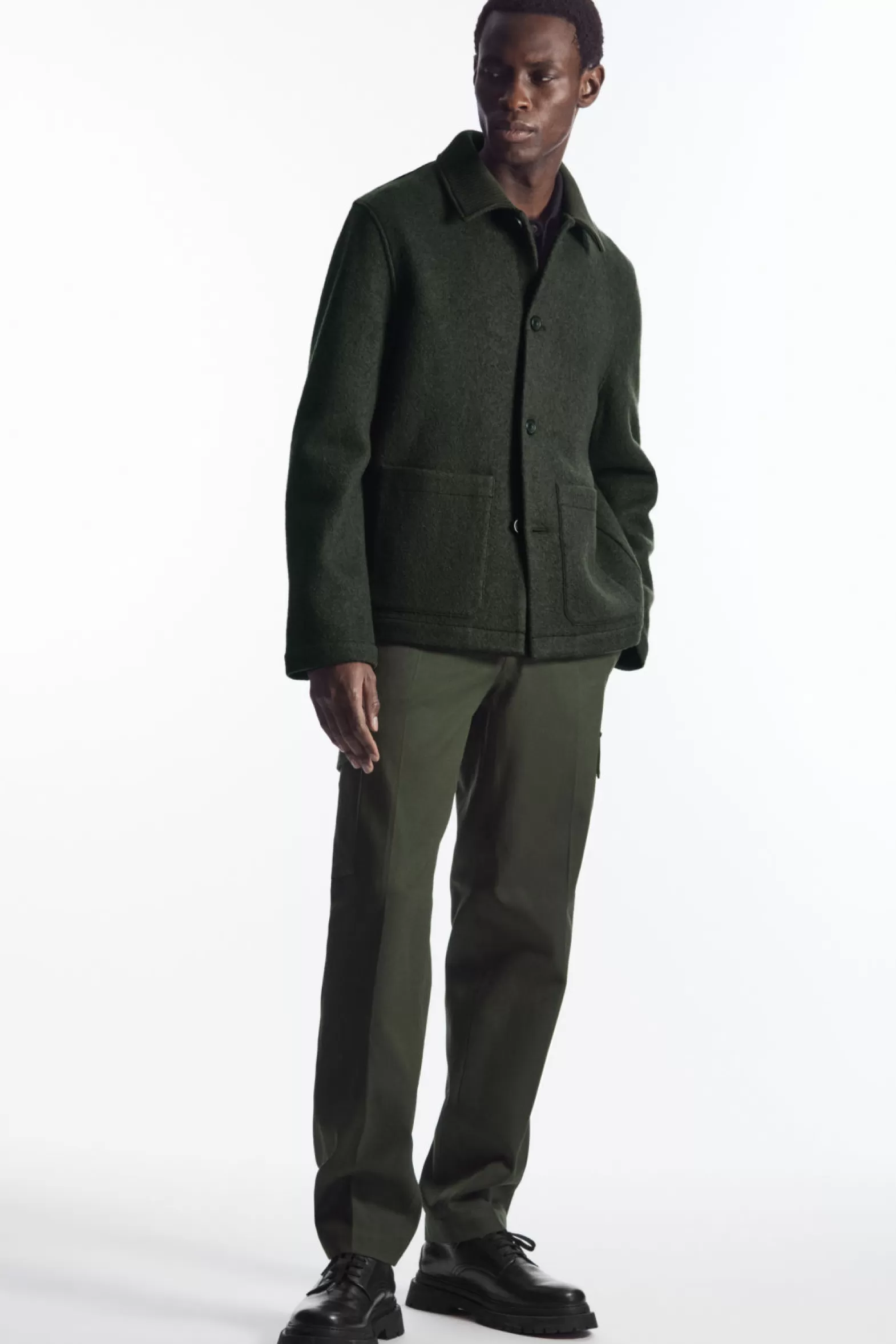 COS KNITTED-COLLAR WOOL WORKWEAR JACKET