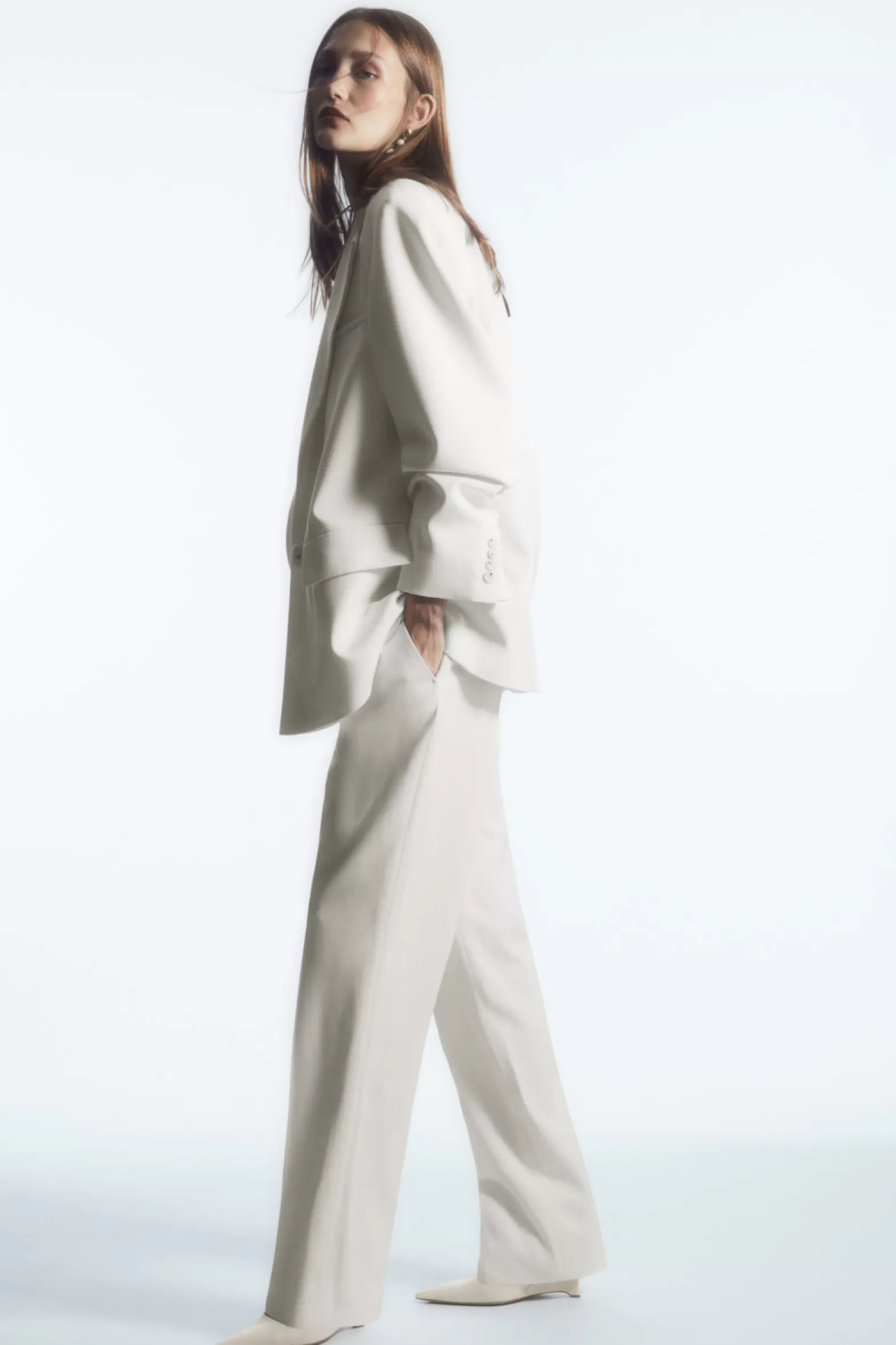 COS LOW-RISE STRAIGHT-LEG CREPE TROUSERS