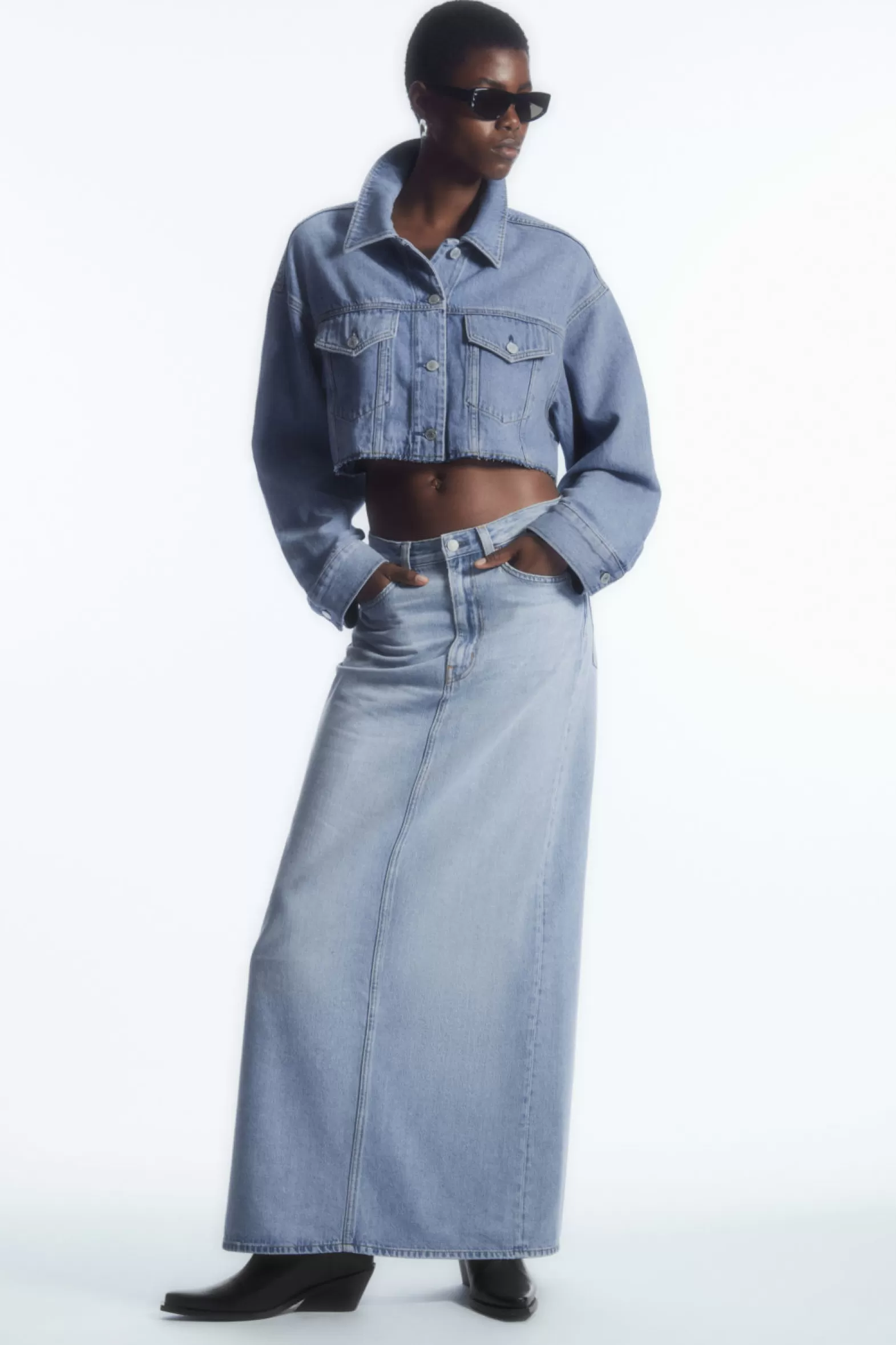 COS OVERSIZED CROPPED DENIM OVERSHIRT