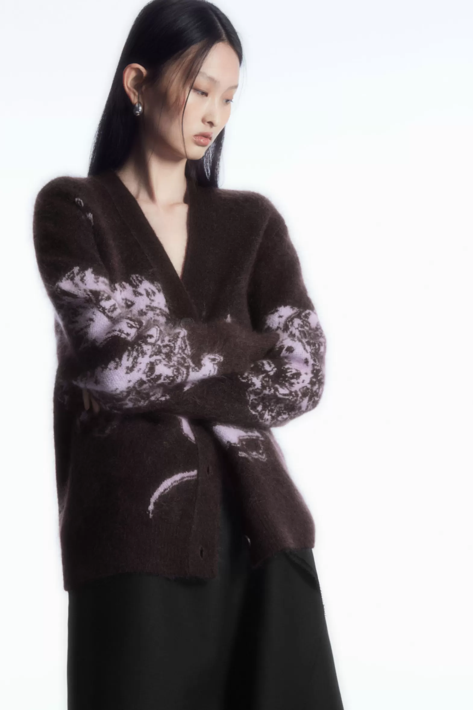 COS OVERSIZED MOHAIR-JACQUARD CARDIGAN