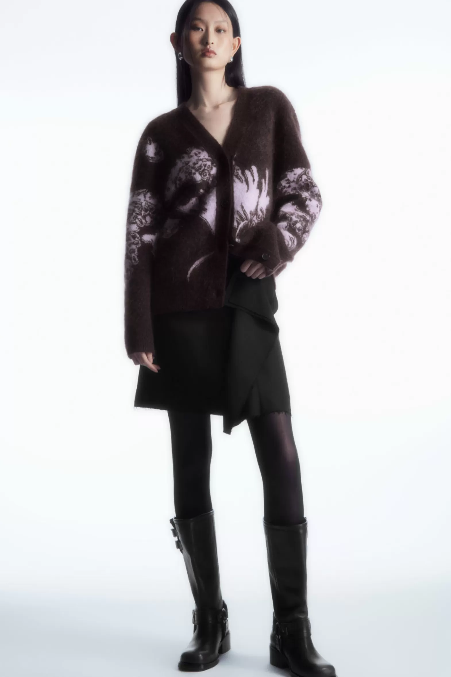 COS OVERSIZED MOHAIR-JACQUARD CARDIGAN