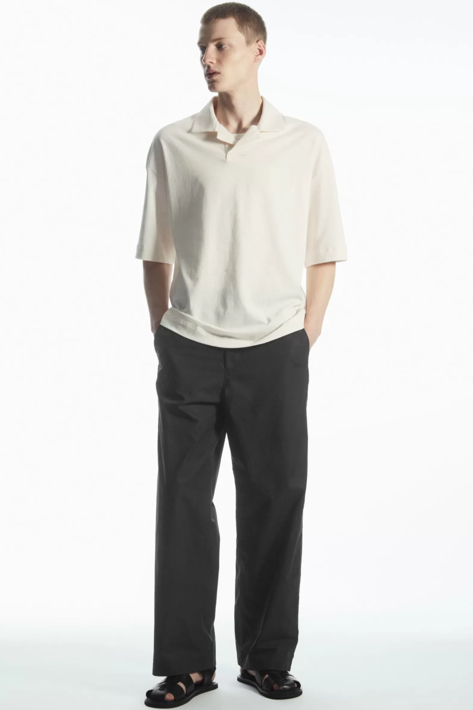 COS OVERSIZED OPEN-COLLAR POLO-SHIRT