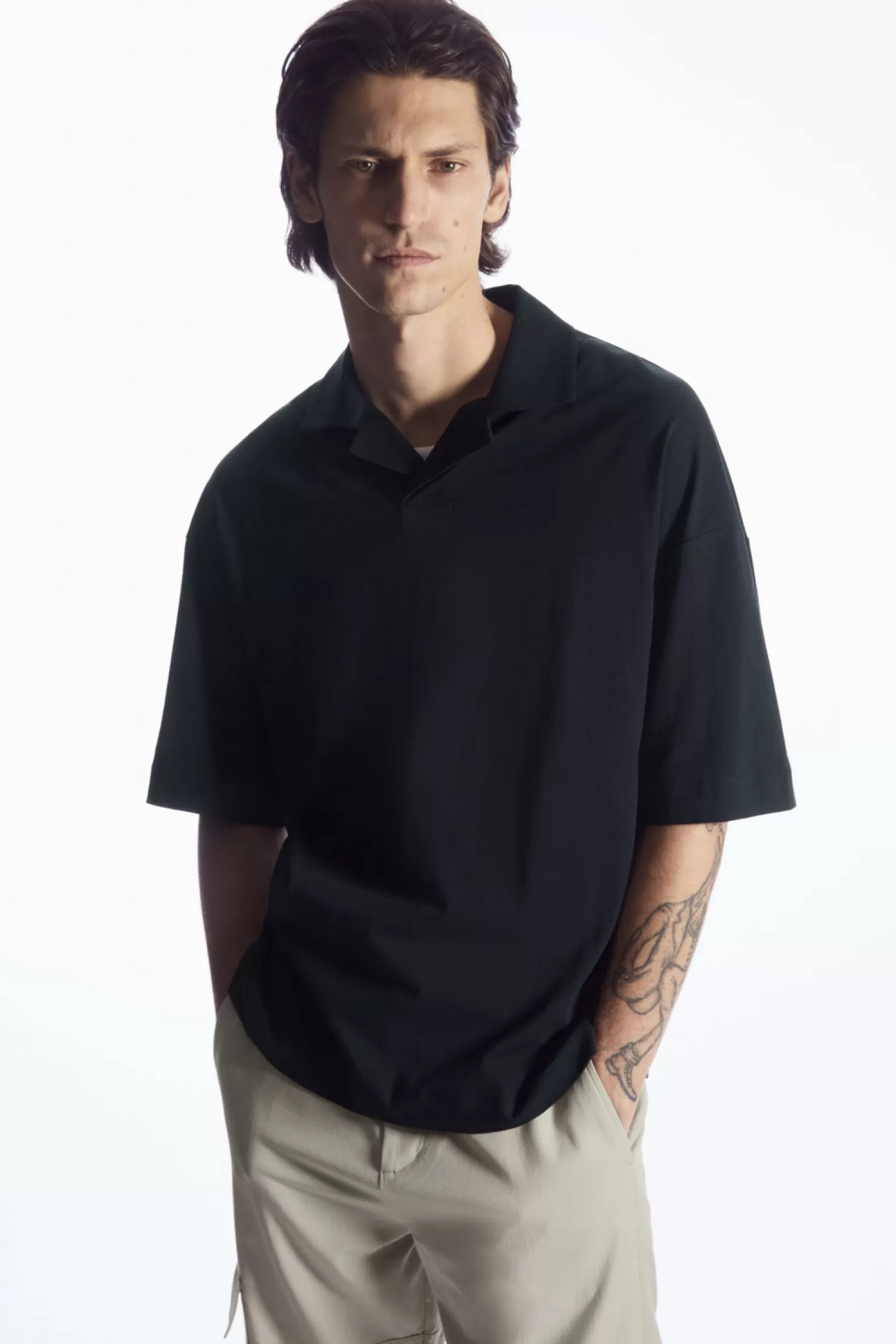 COS OVERSIZED OPEN-COLLAR POLO-SHIRT