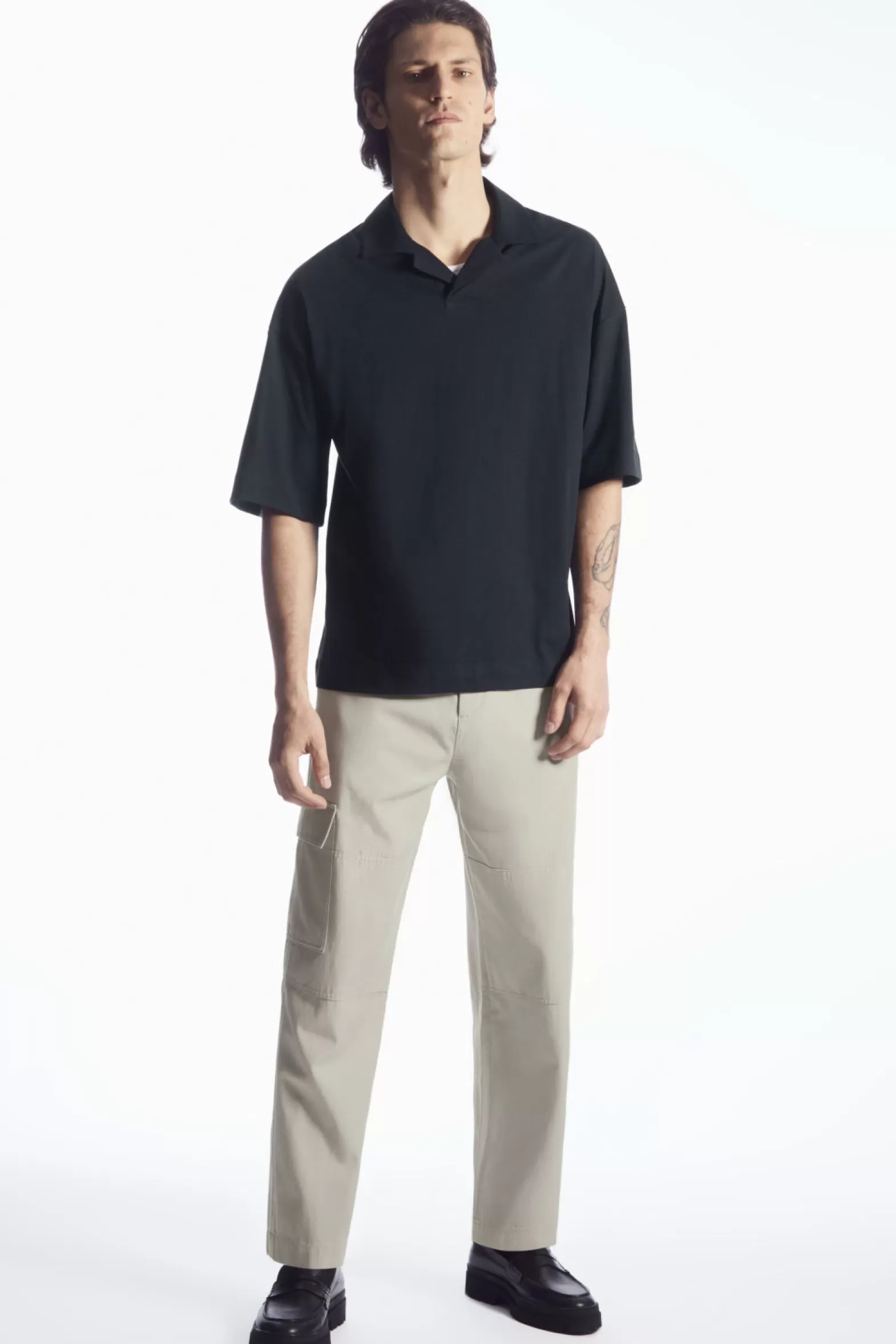 COS OVERSIZED OPEN-COLLAR POLO-SHIRT