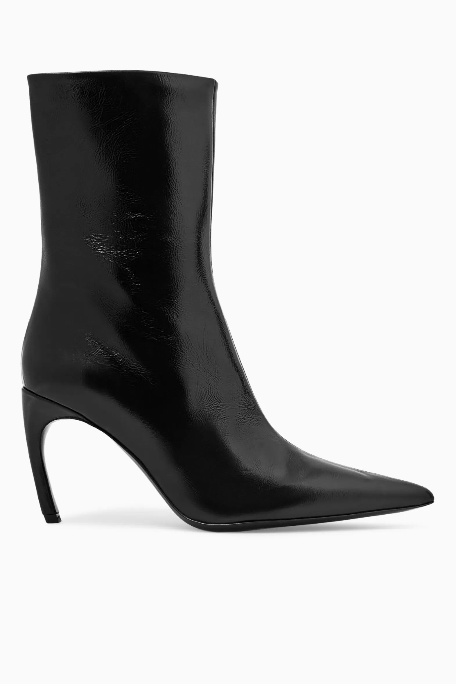 COS POINTED PATENT-LEATHER ANKLE BOOTS