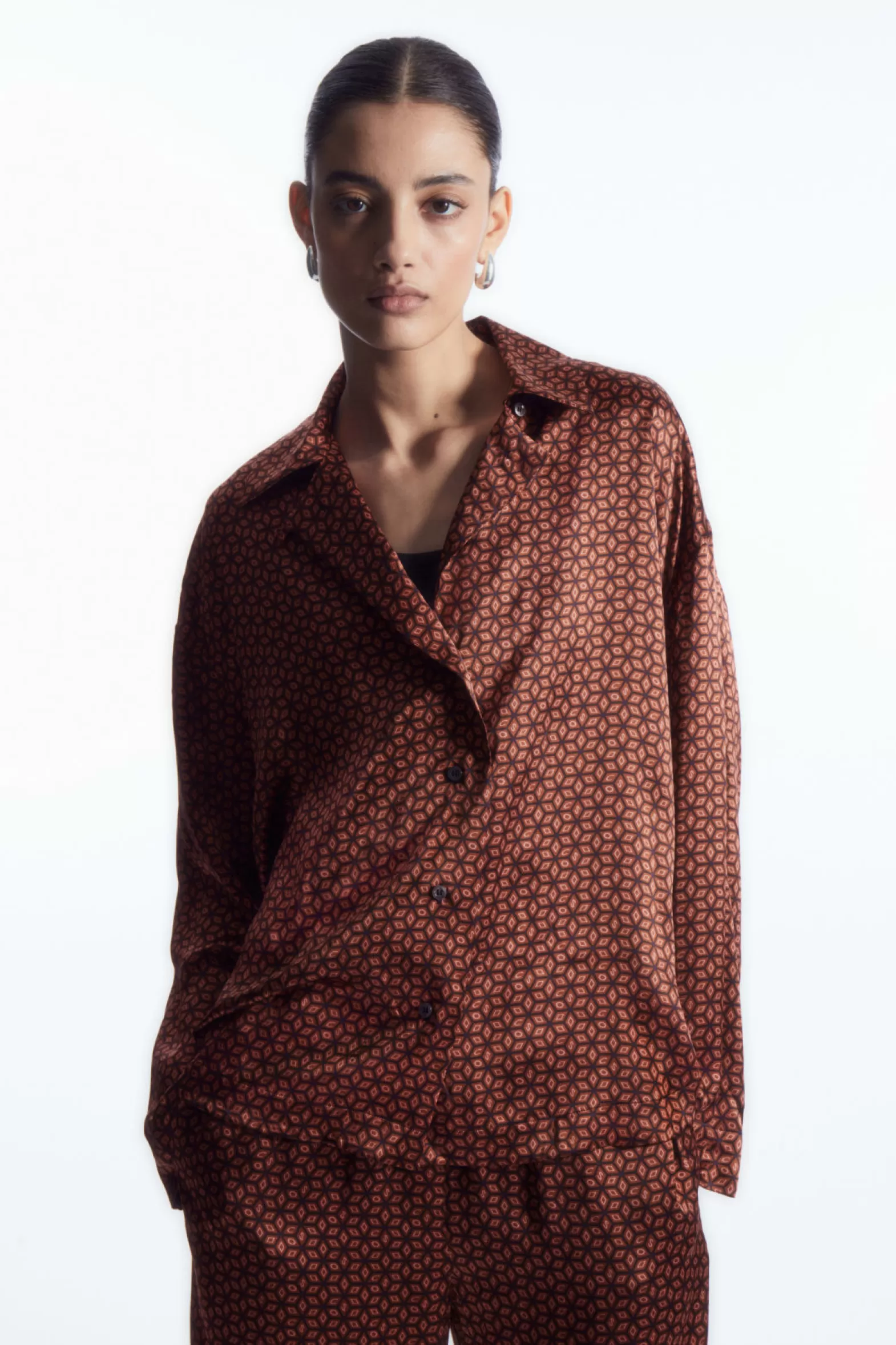 COS PRINTED PURE SILK PYJAMA SHIRT