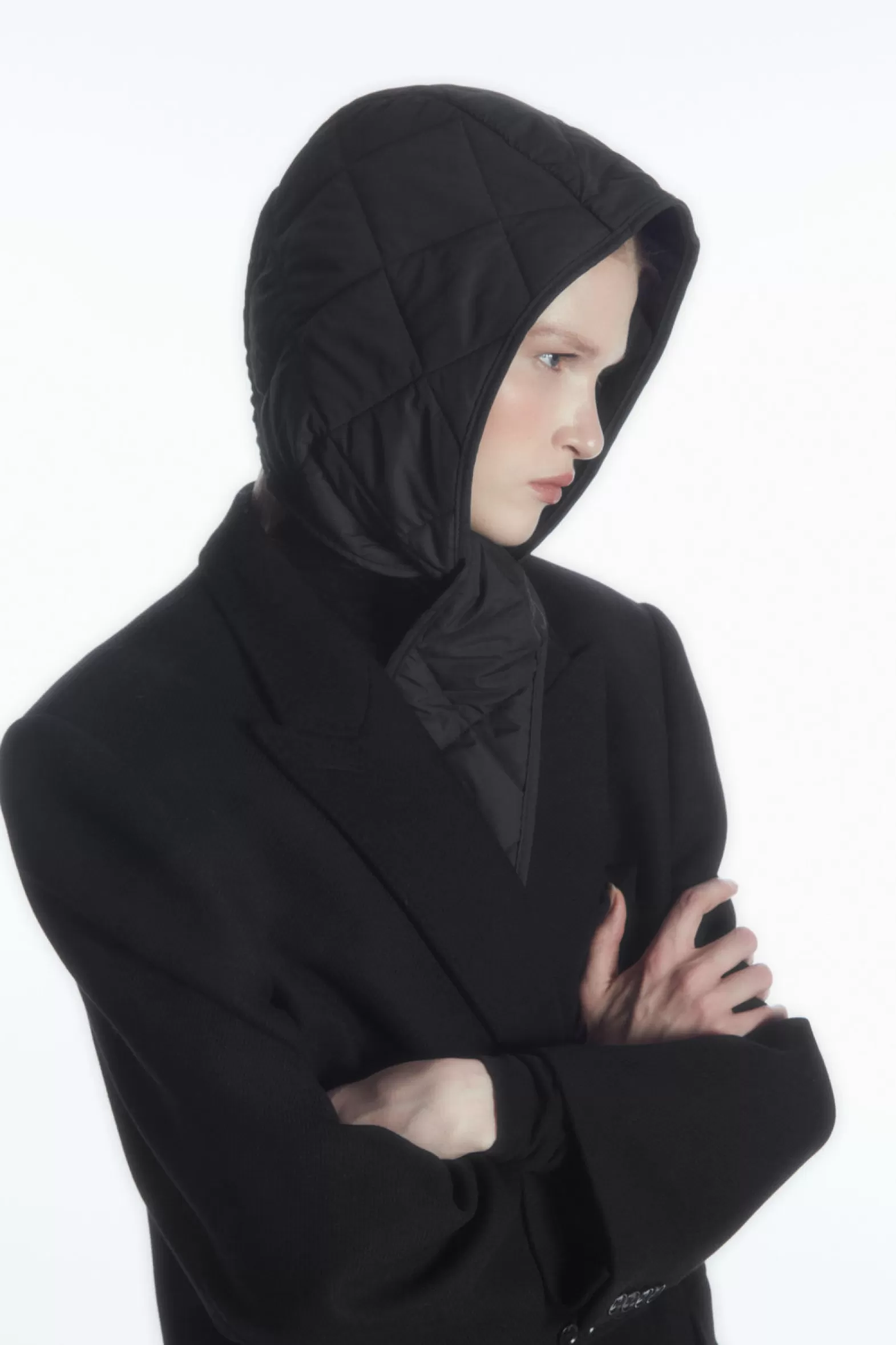 COS QUILTED TIE-FRONT HOOD