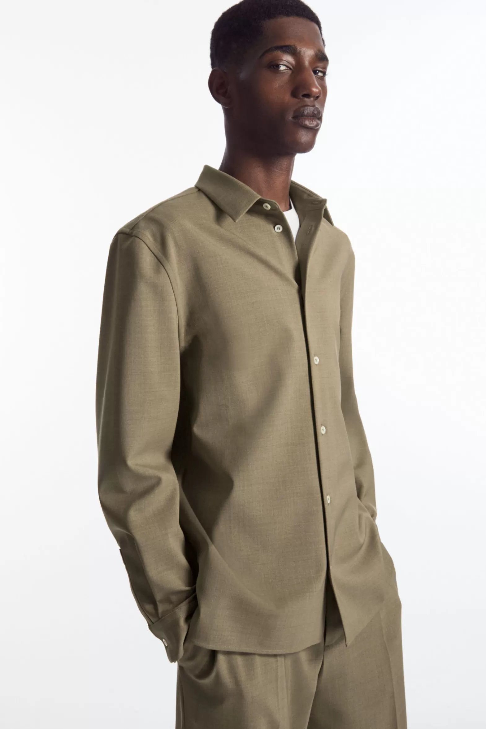 COS RELAXED WOOL-BLEND SHIRT