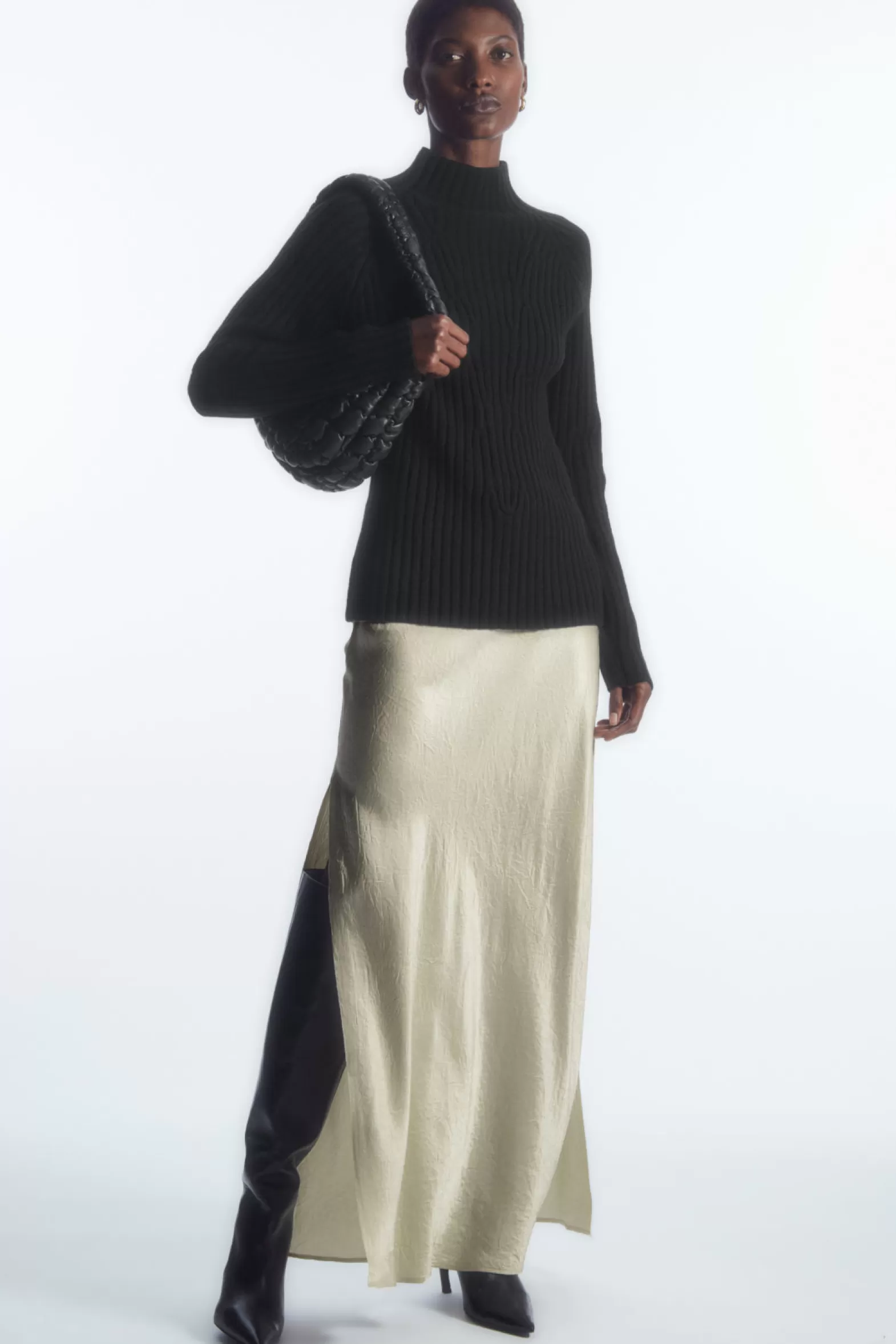 COS RIBBED PURE CASHMERE TURTLENECK JUMPER