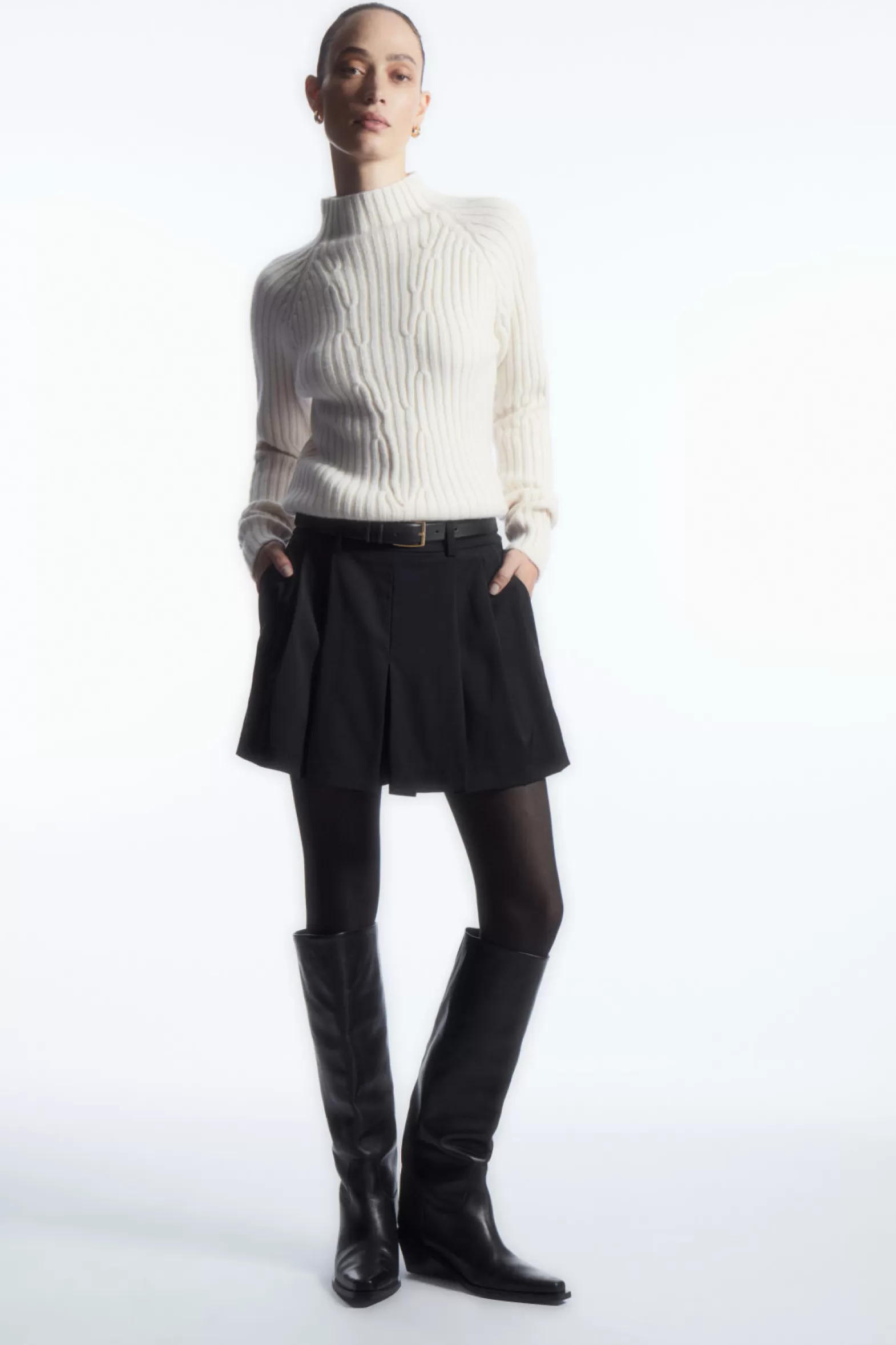 COS RIBBED PURE CASHMERE TURTLENECK JUMPER