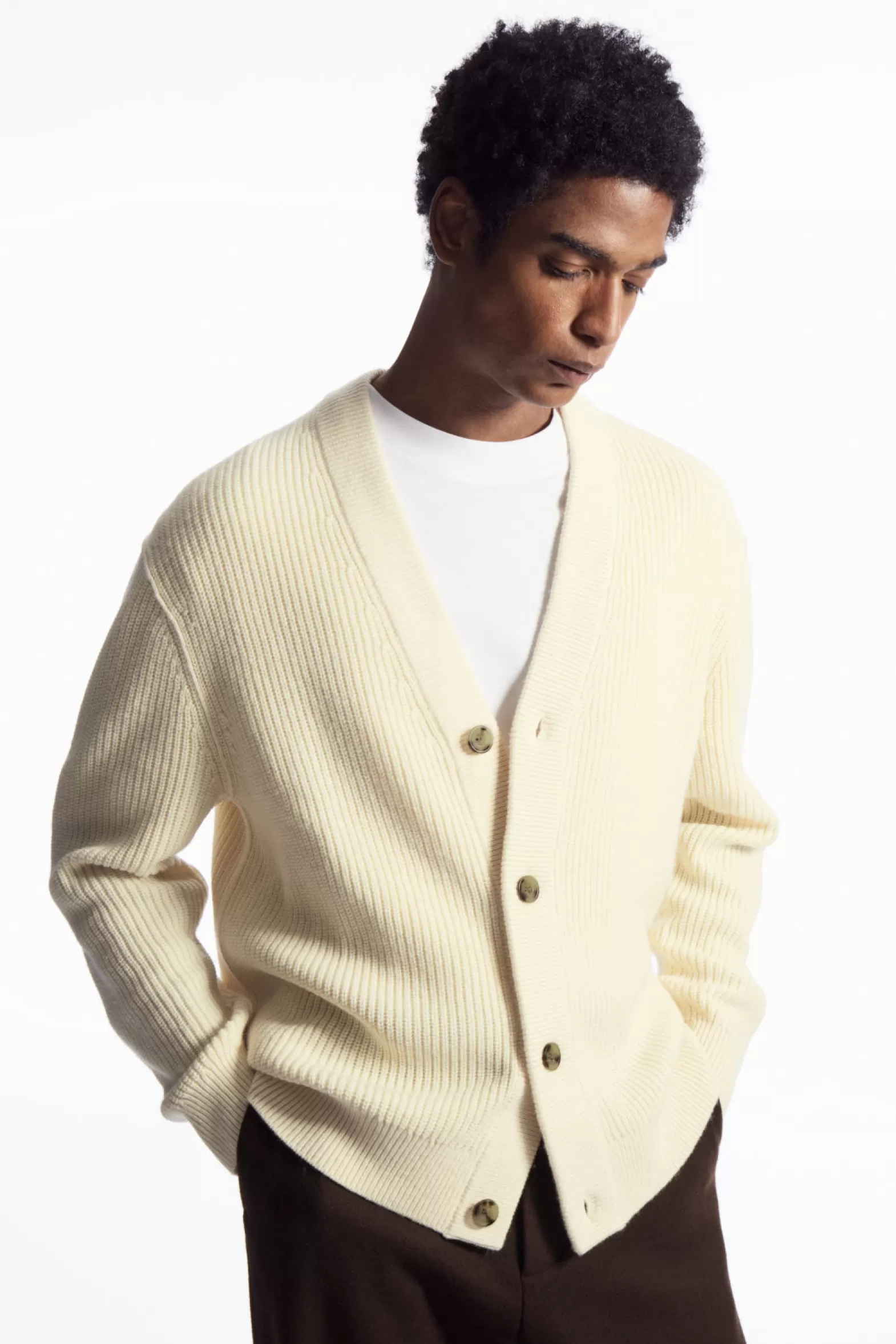 COS RIBBED WOOL AND CASHMERE CARDIGAN