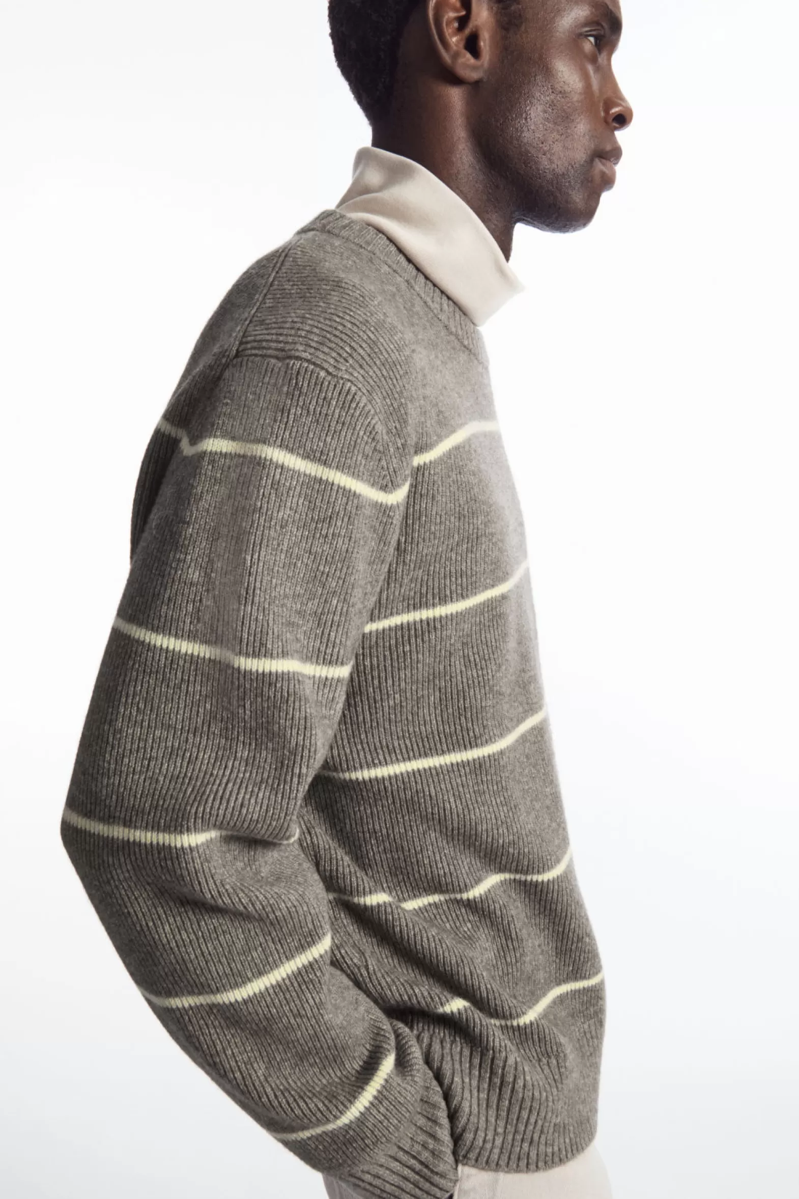 COS STRIPED WOOL AND YAK-BLEND JUMPER