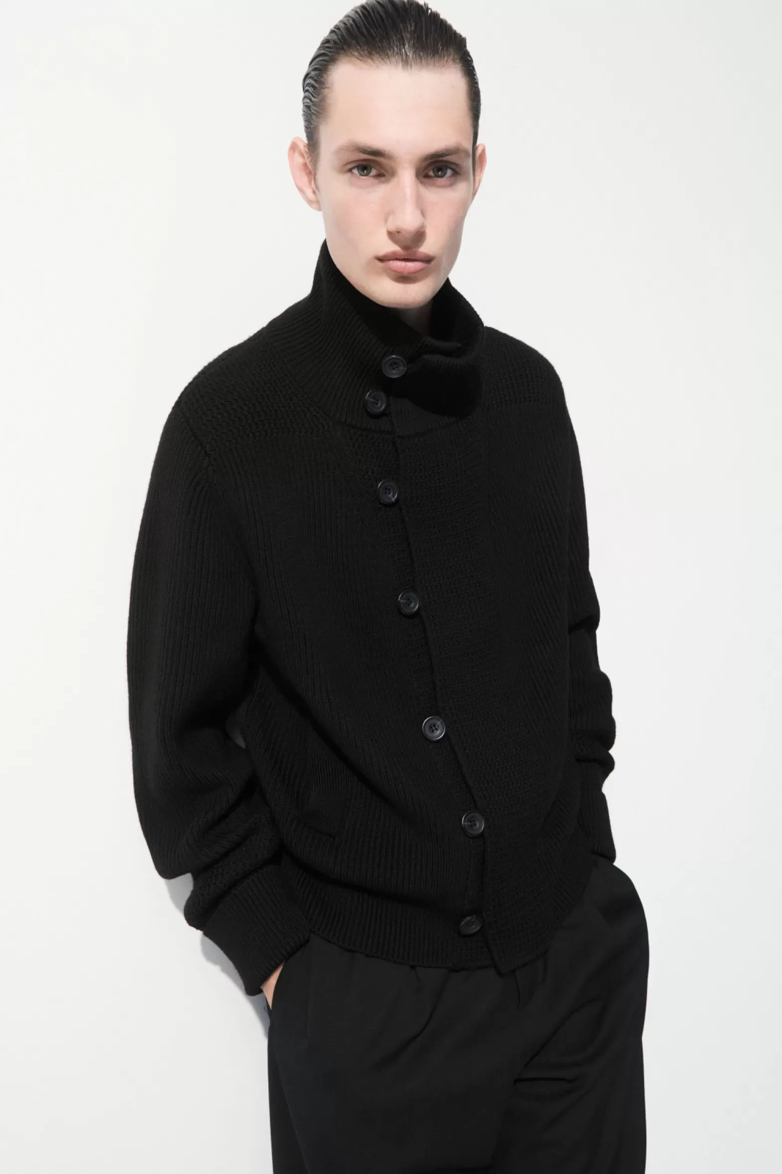 COS THE FUNNEL-NECK KNITTED WOOL JACKET