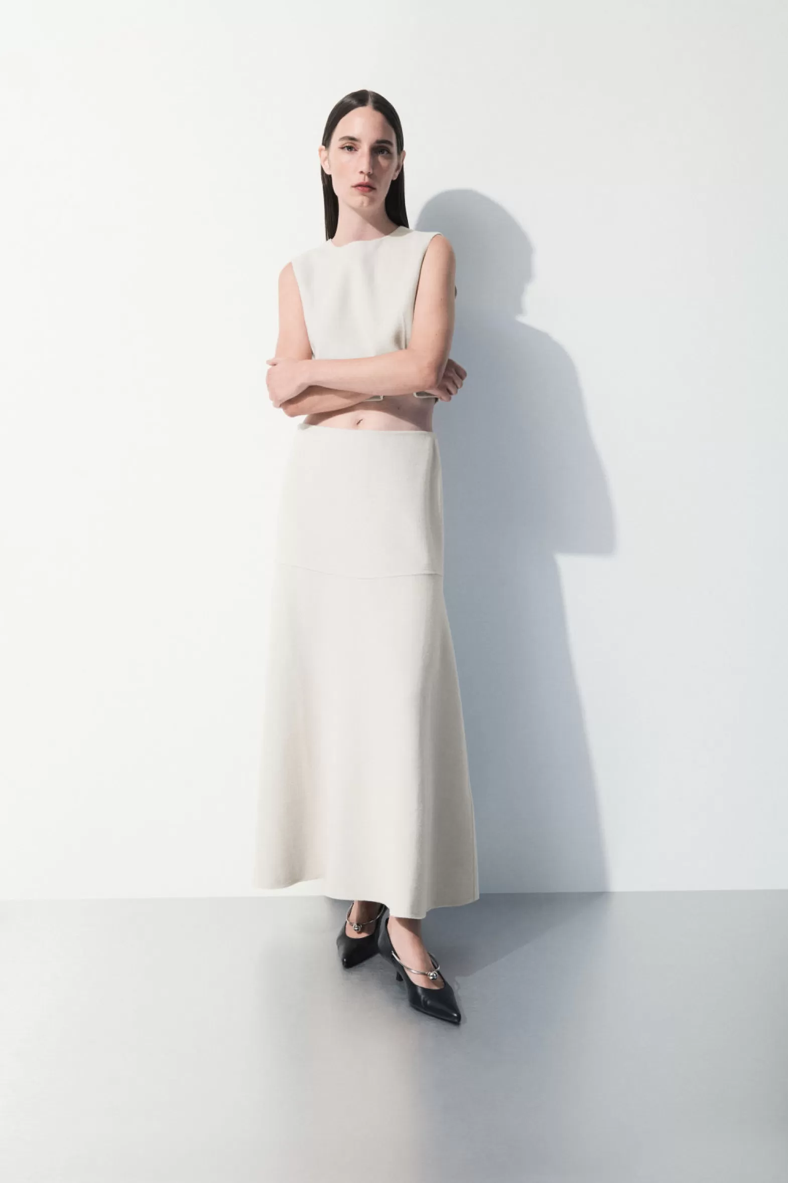 COS THE WOOL-BLEND MIDI SKIRT