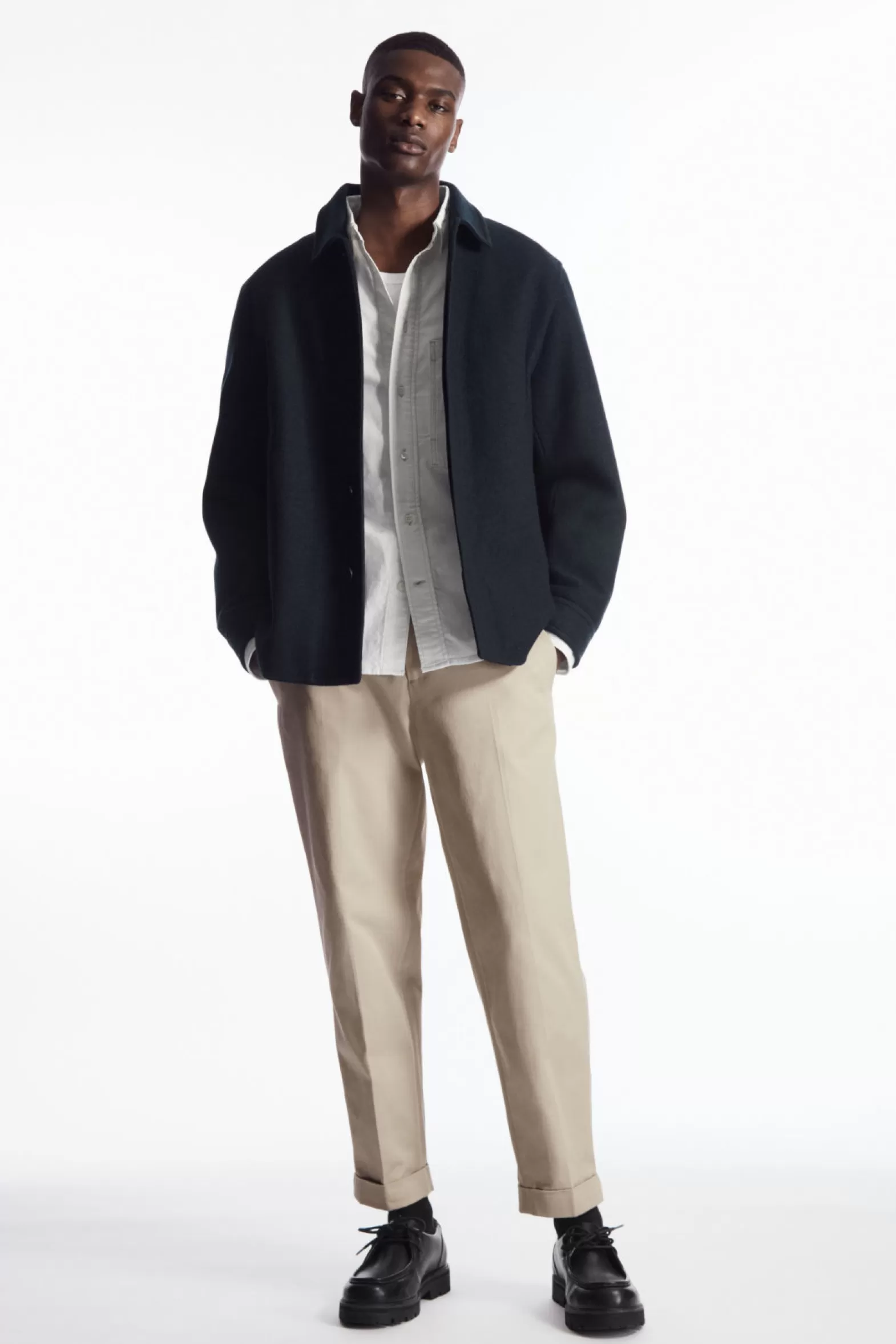 COS TURN-UP TAPERED TWILL TROUSERS