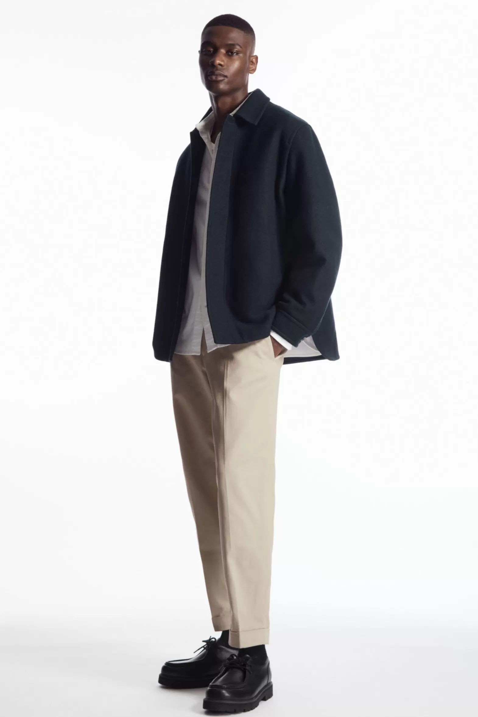 COS TURN-UP TAPERED TWILL TROUSERS