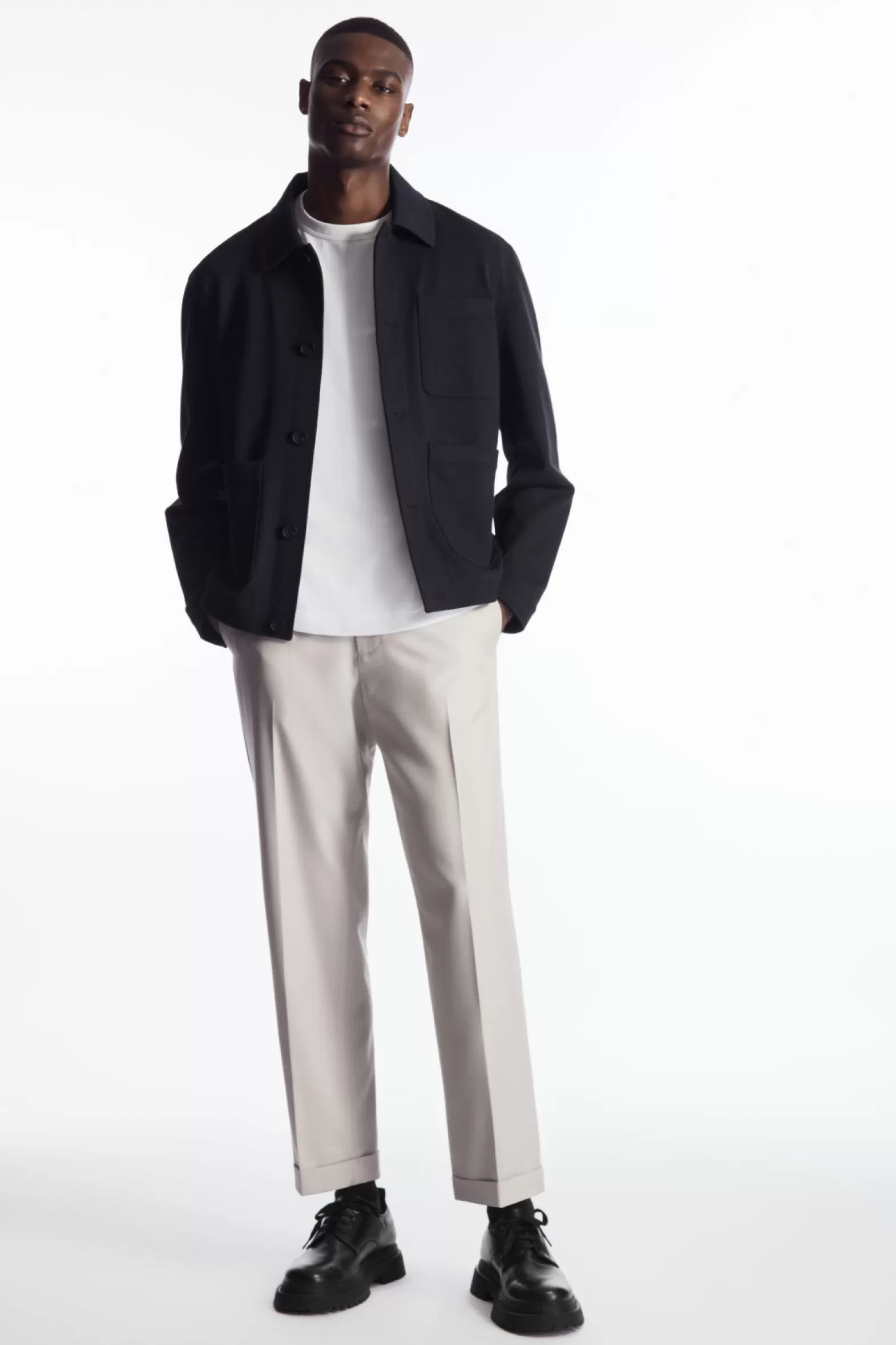 COS TURN-UP WOOL-BLEND TROUSERS