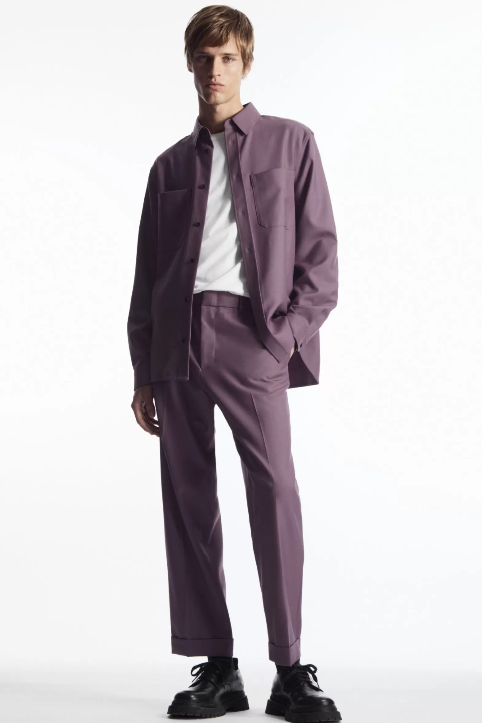 COS TURN-UP WOOL-BLEND TROUSERS