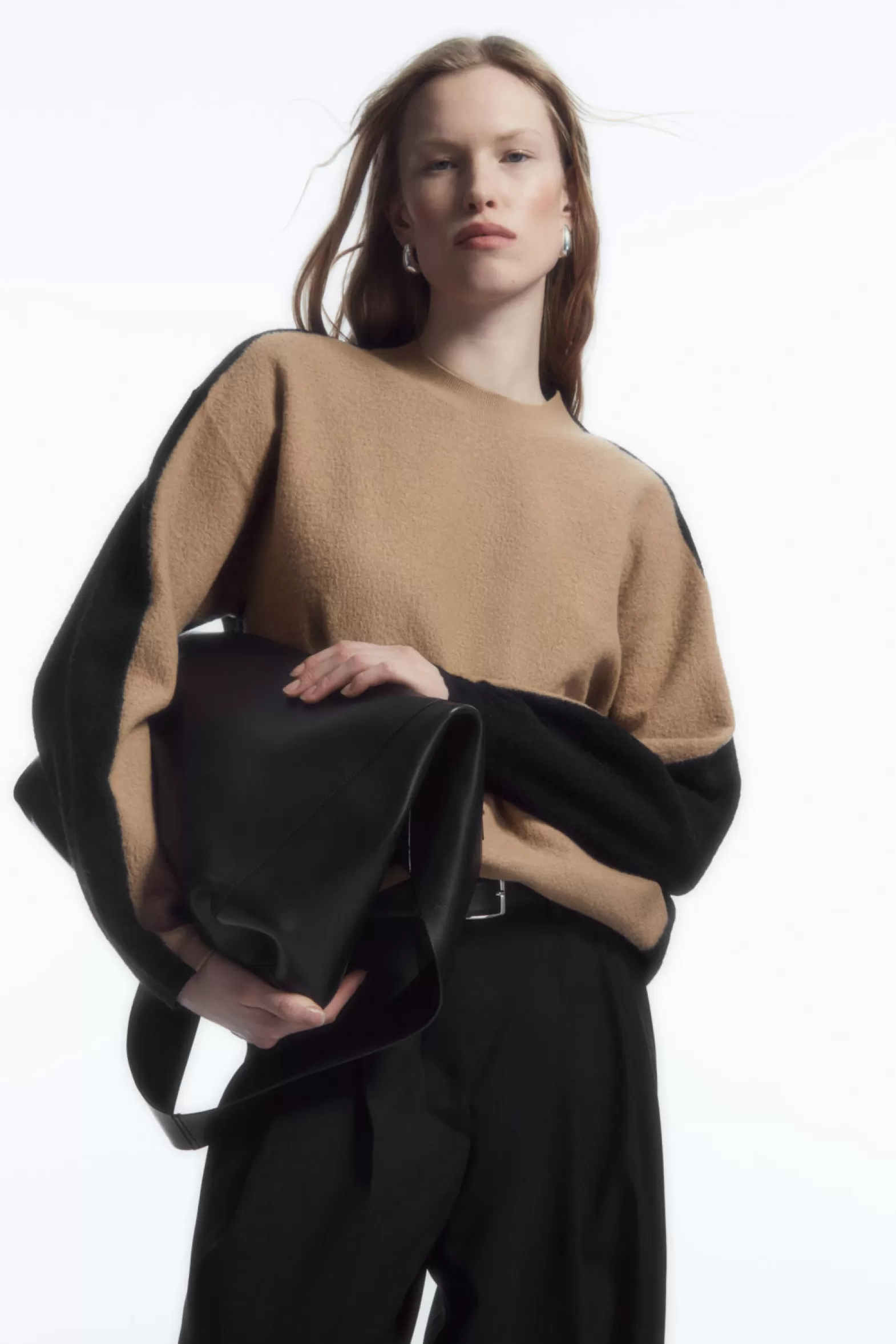 COS TWO-TONE BOILED MERINO WOOL JUMPER