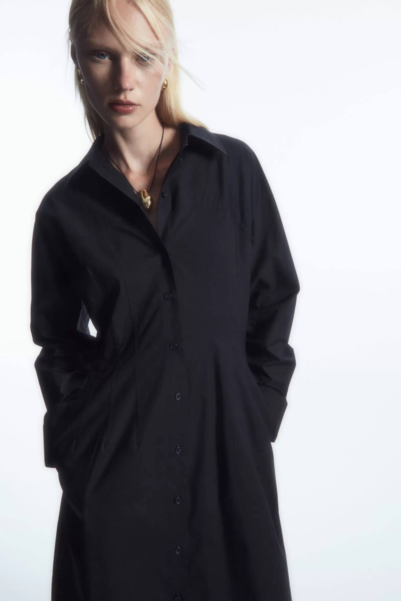 COS WAISTED MIDI SHIRT DRESS