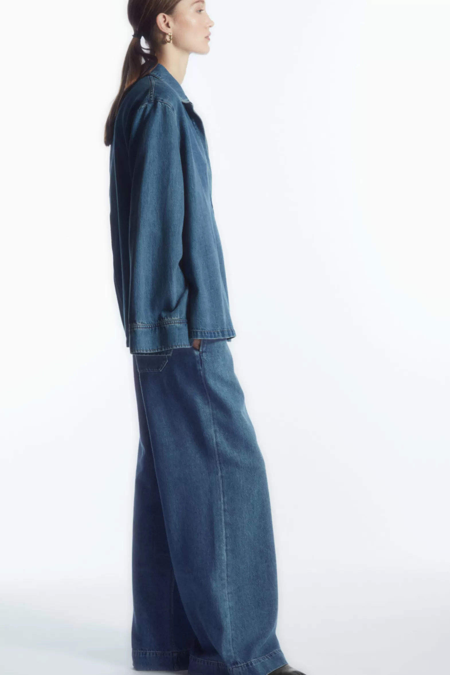 COS WIDE-LEG FLUID DENIM TROUSERS