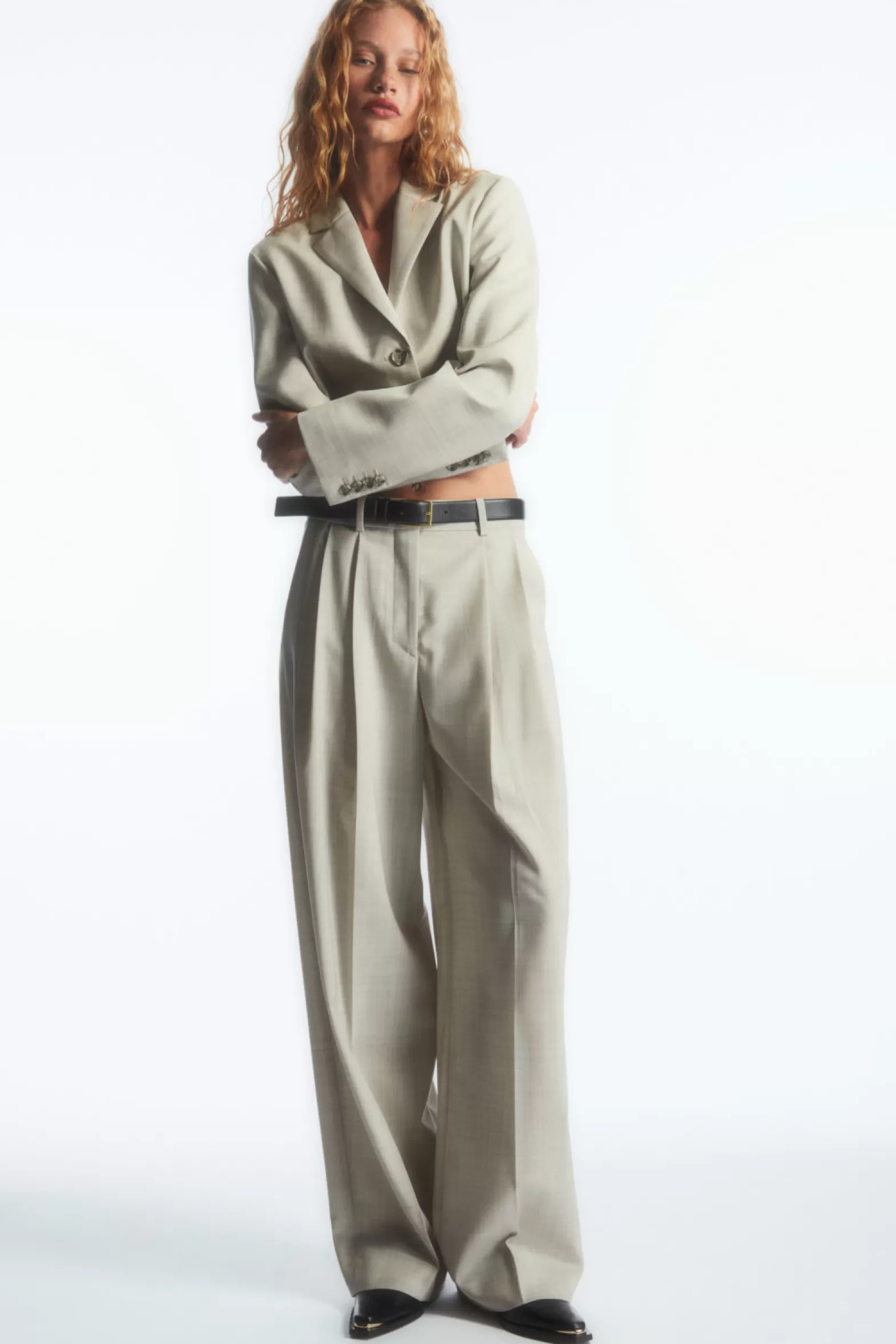 COS WIDE-LEG TAILORED WOOL TROUSERS