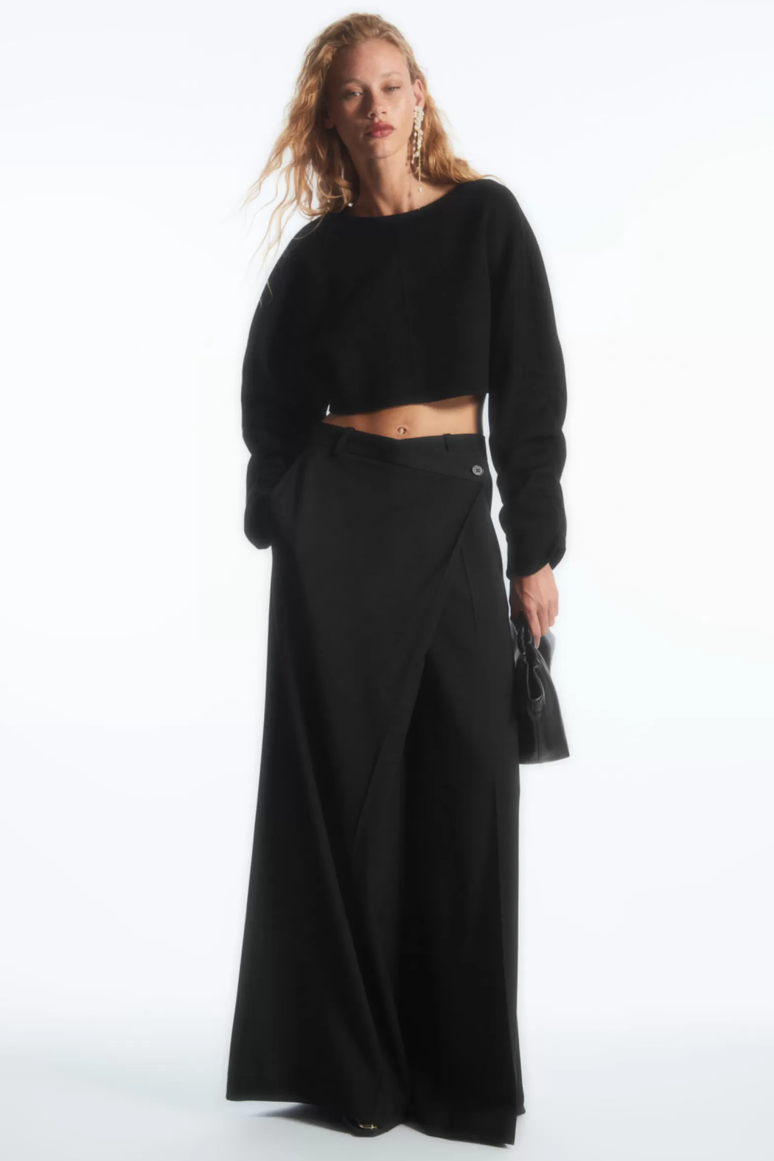 COS WRAP-FRONT WIDE-LEG WOOL TROUSERS