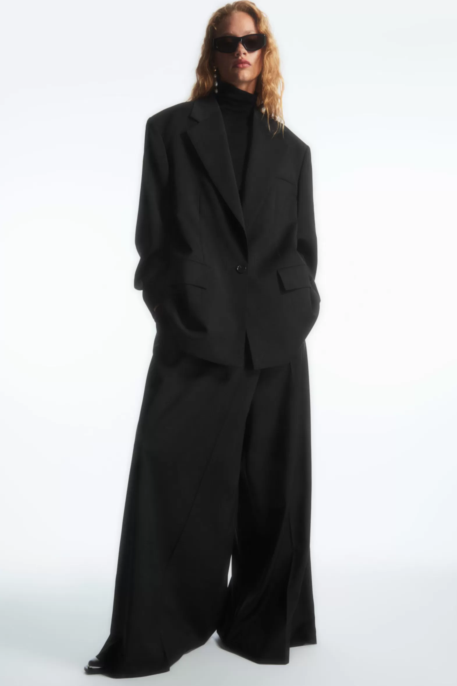 COS WRAP-FRONT WIDE-LEG WOOL TROUSERS